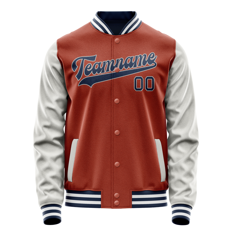 Custom Texas-Orange Gray Solid Color Varsity Letterman Jacket JA02240617JG446