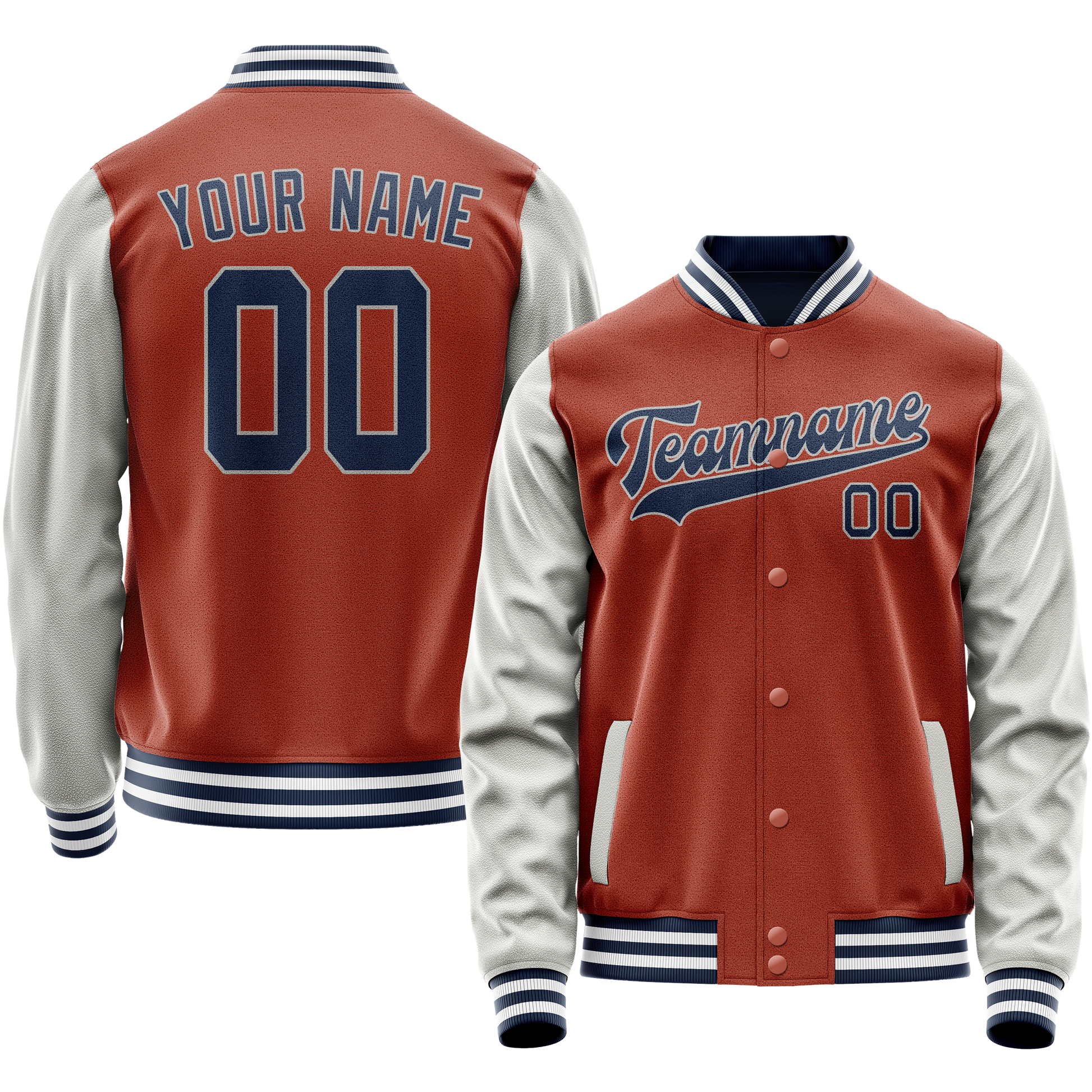 Custom Texas-Orange Gray Solid Color Varsity Letterman Jacket JA02240617JG446