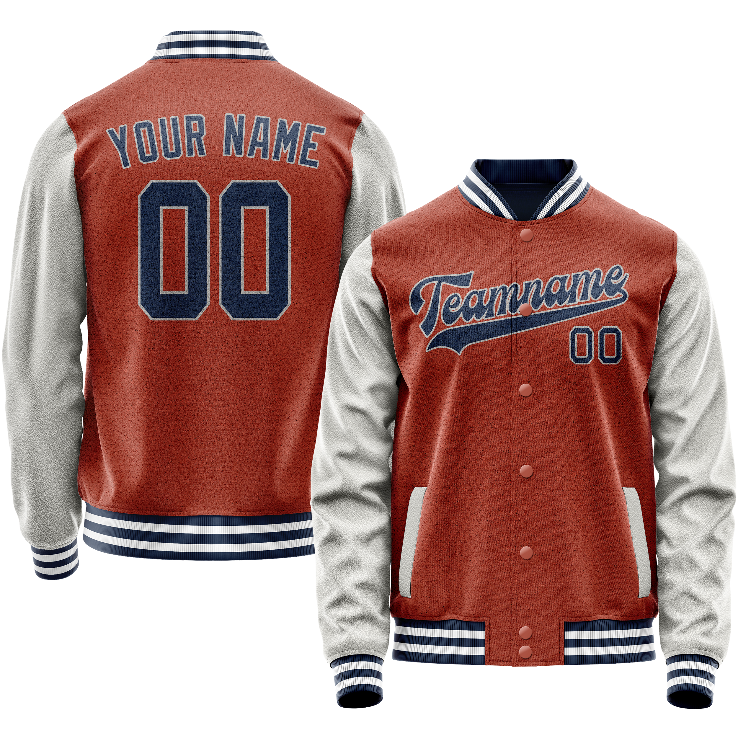 Custom Texas-Orange Gray Solid Color Varsity Letterman Jacket JA02240617JG446
