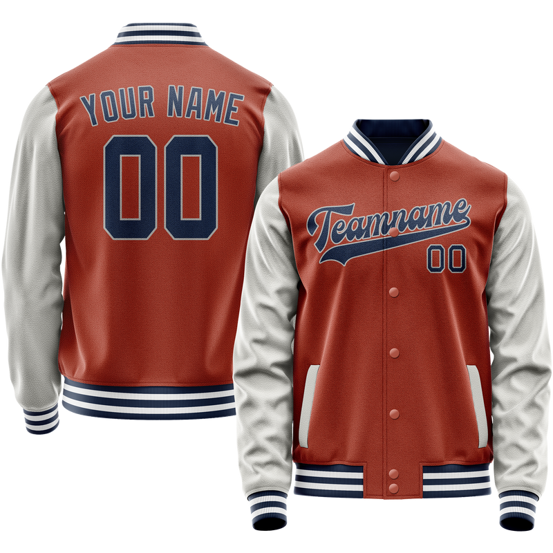 Custom Texas-Orange Gray Solid Color Varsity Letterman Jacket JA02240617JG446