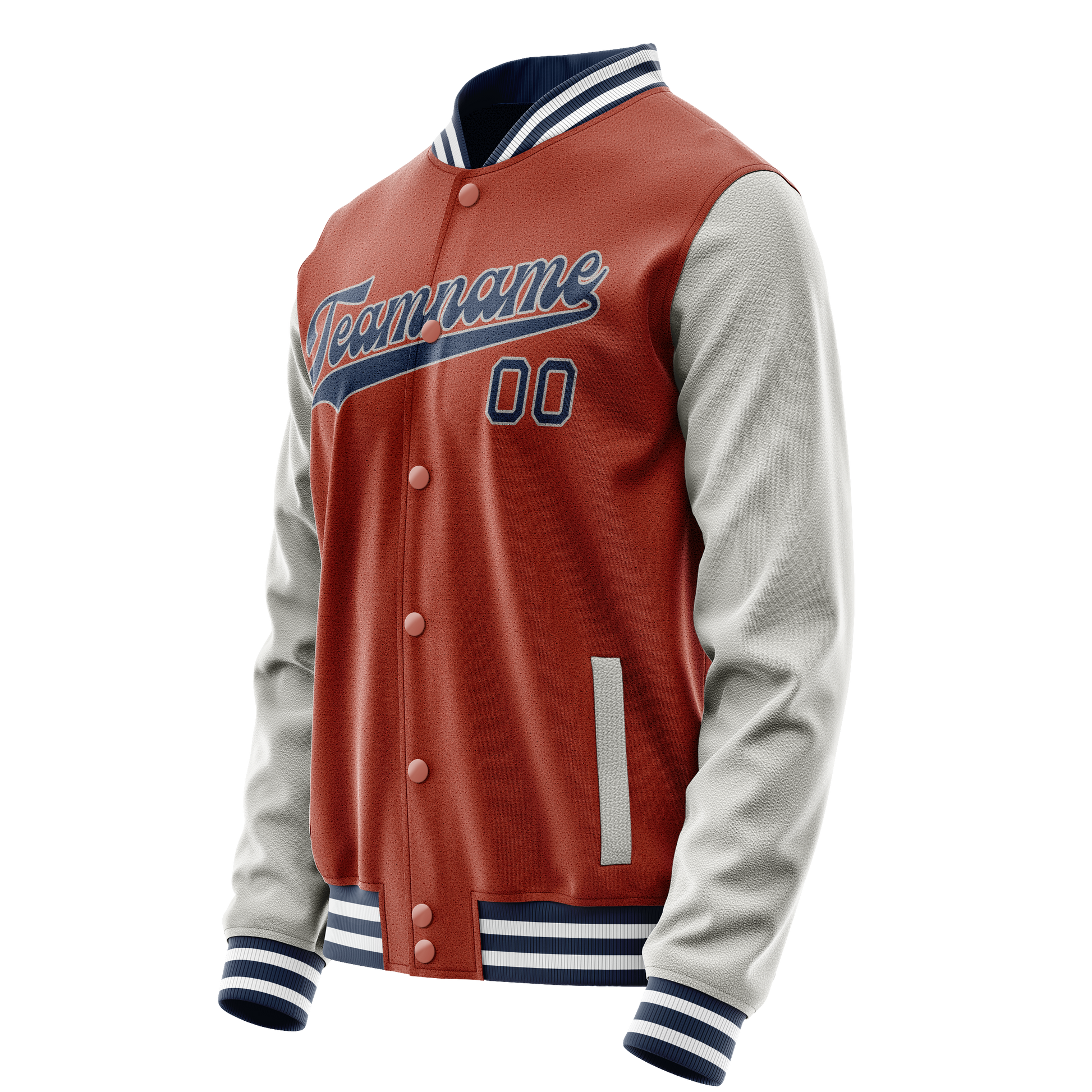 Custom Texas-Orange Gray Solid Color Varsity Letterman Jacket JA02240617JG446