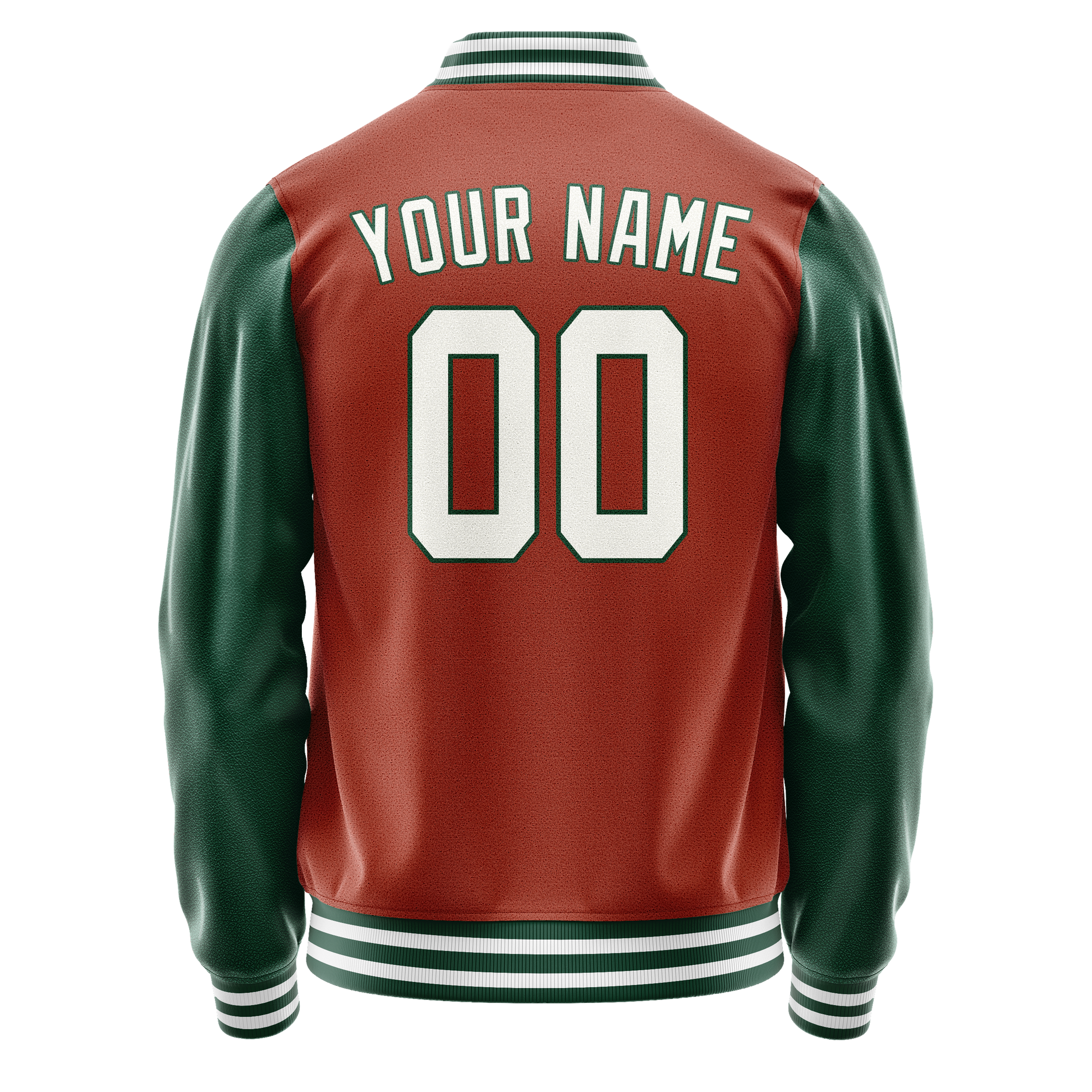 Custom Texas-Orange Kelly-Green Solid Color Varsity Letterman Jacket JA02240617JG419
