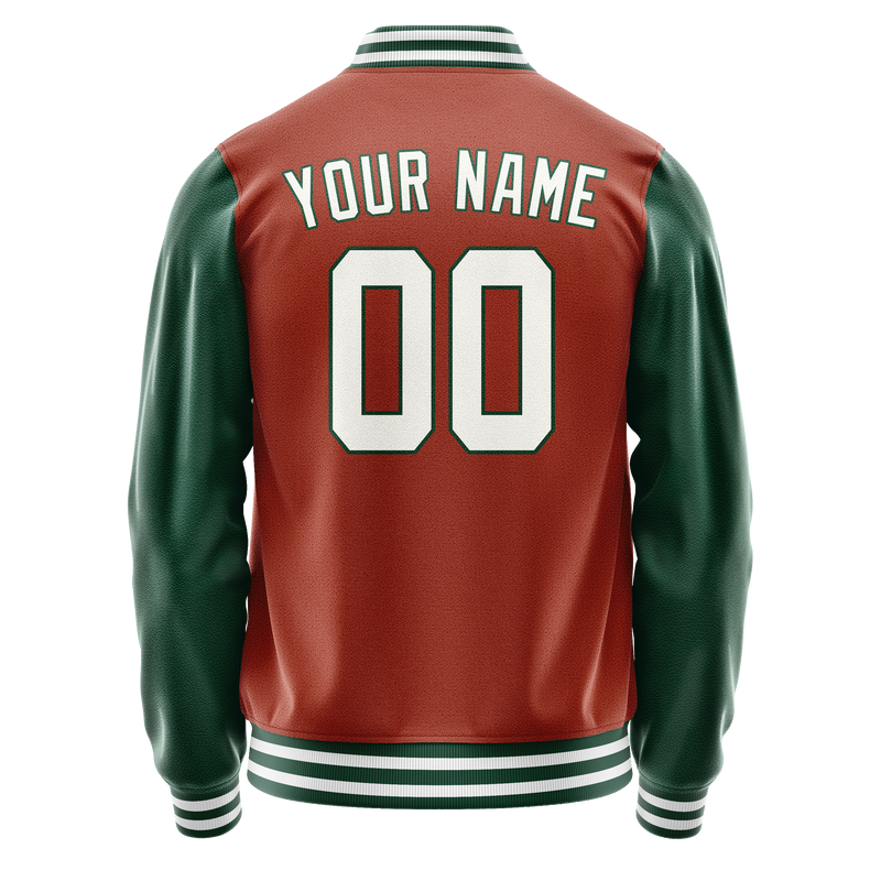 Custom Texas-Orange Kelly-Green Solid Color Varsity Letterman Jacket JA02240617JG419