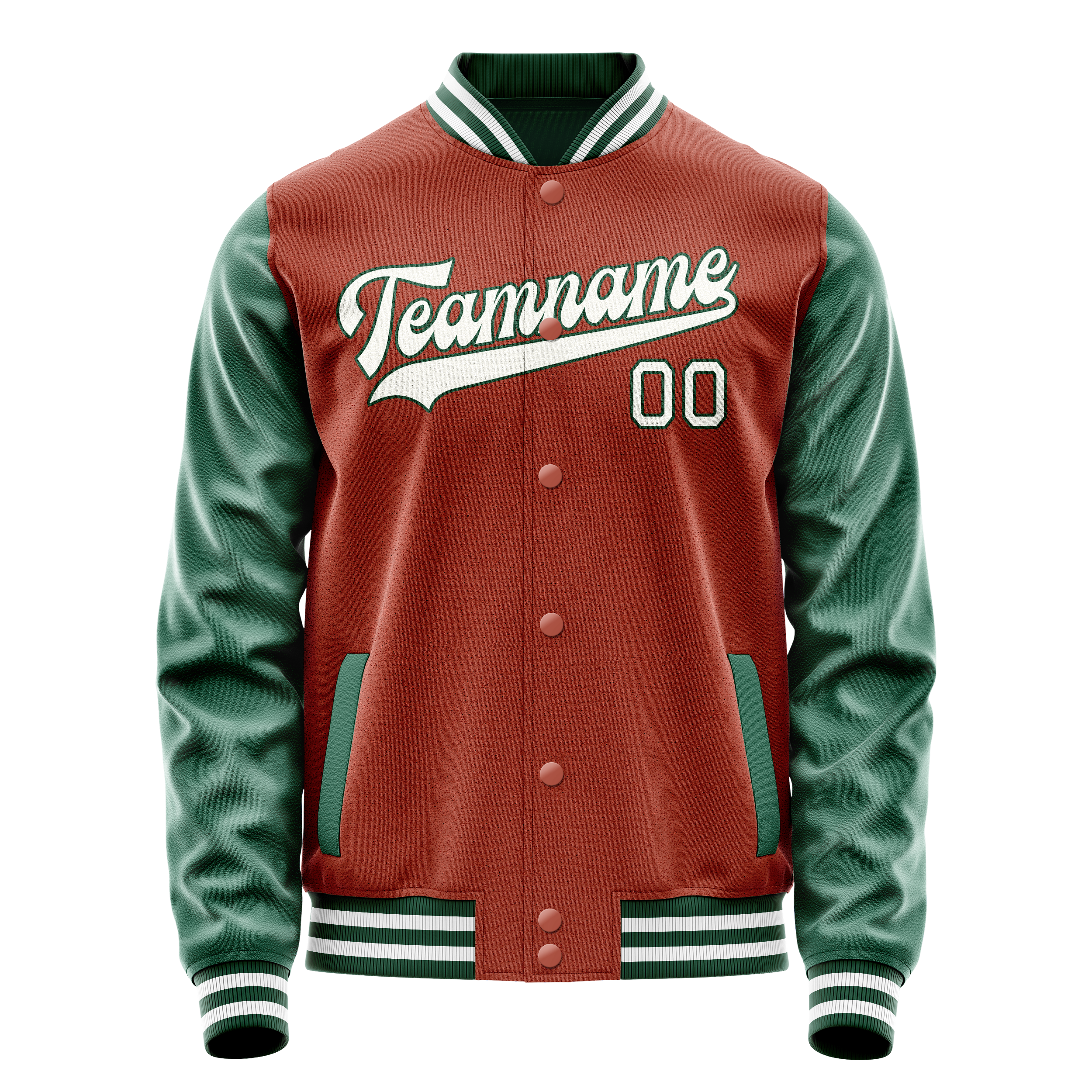 Custom Texas-Orange Kelly-Green Solid Color Varsity Letterman Jacket JA02240617JG419