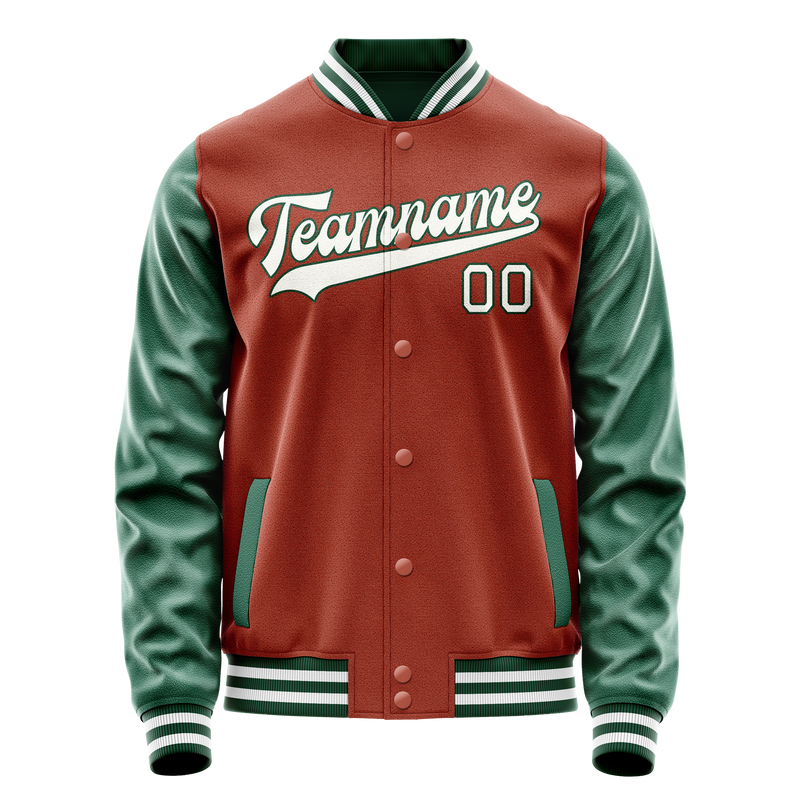 Custom Texas-Orange Kelly-Green Solid Color Varsity Letterman Jacket JA02240617JG419