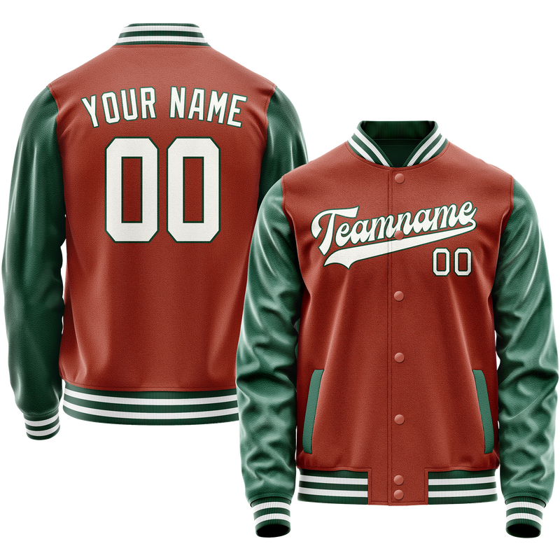 Custom Texas-Orange Kelly-Green Solid Color Varsity Letterman Jacket JA02240617JG419