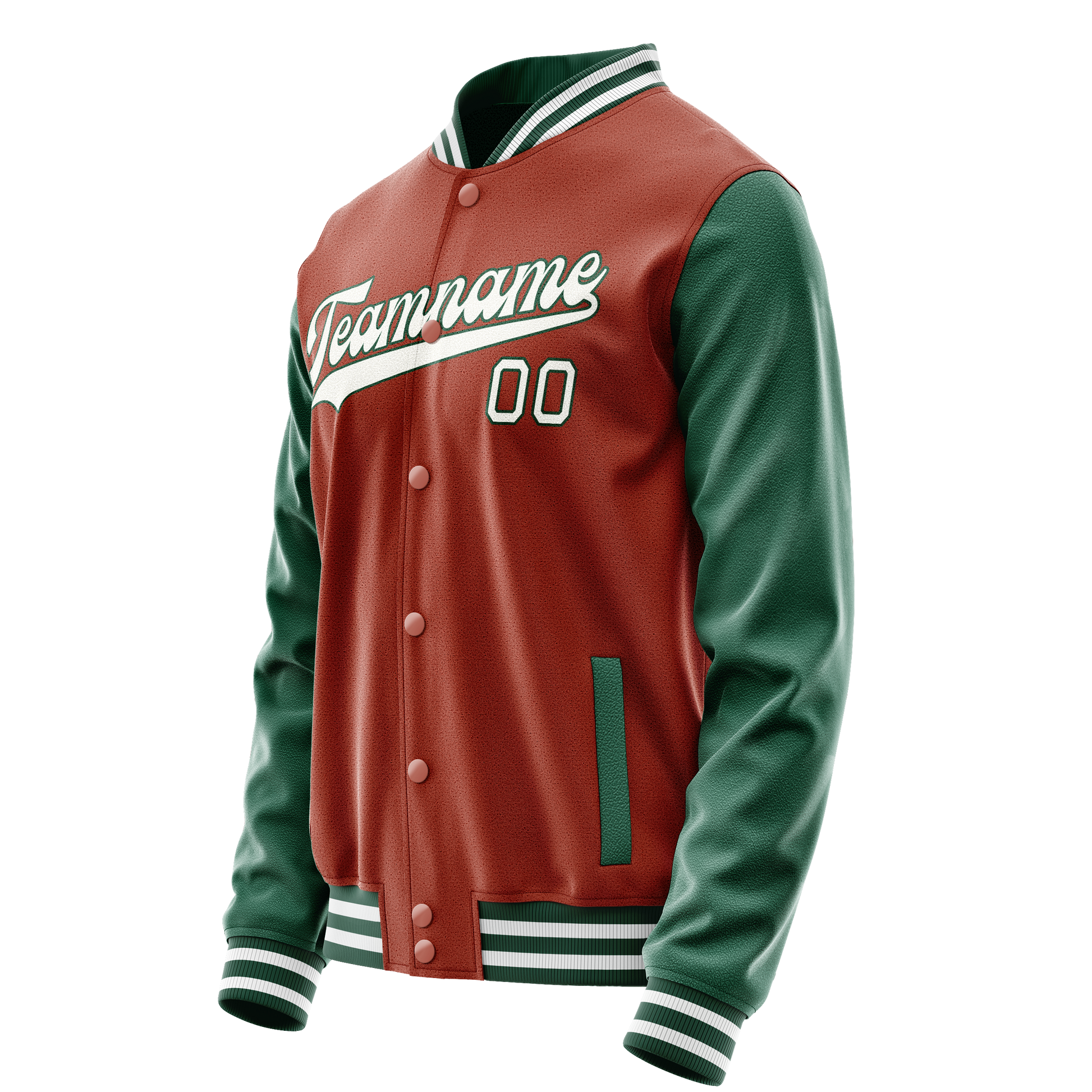 Custom Texas-Orange Kelly-Green Solid Color Varsity Letterman Jacket JA02240617JG419