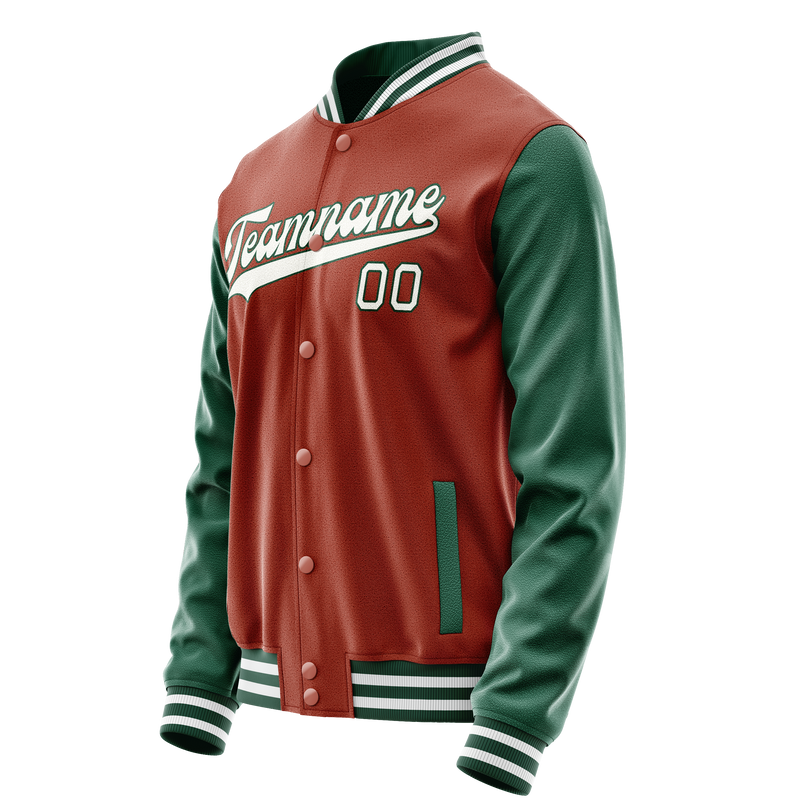 Custom Texas-Orange Kelly-Green Solid Color Varsity Letterman Jacket JA02240617JG419