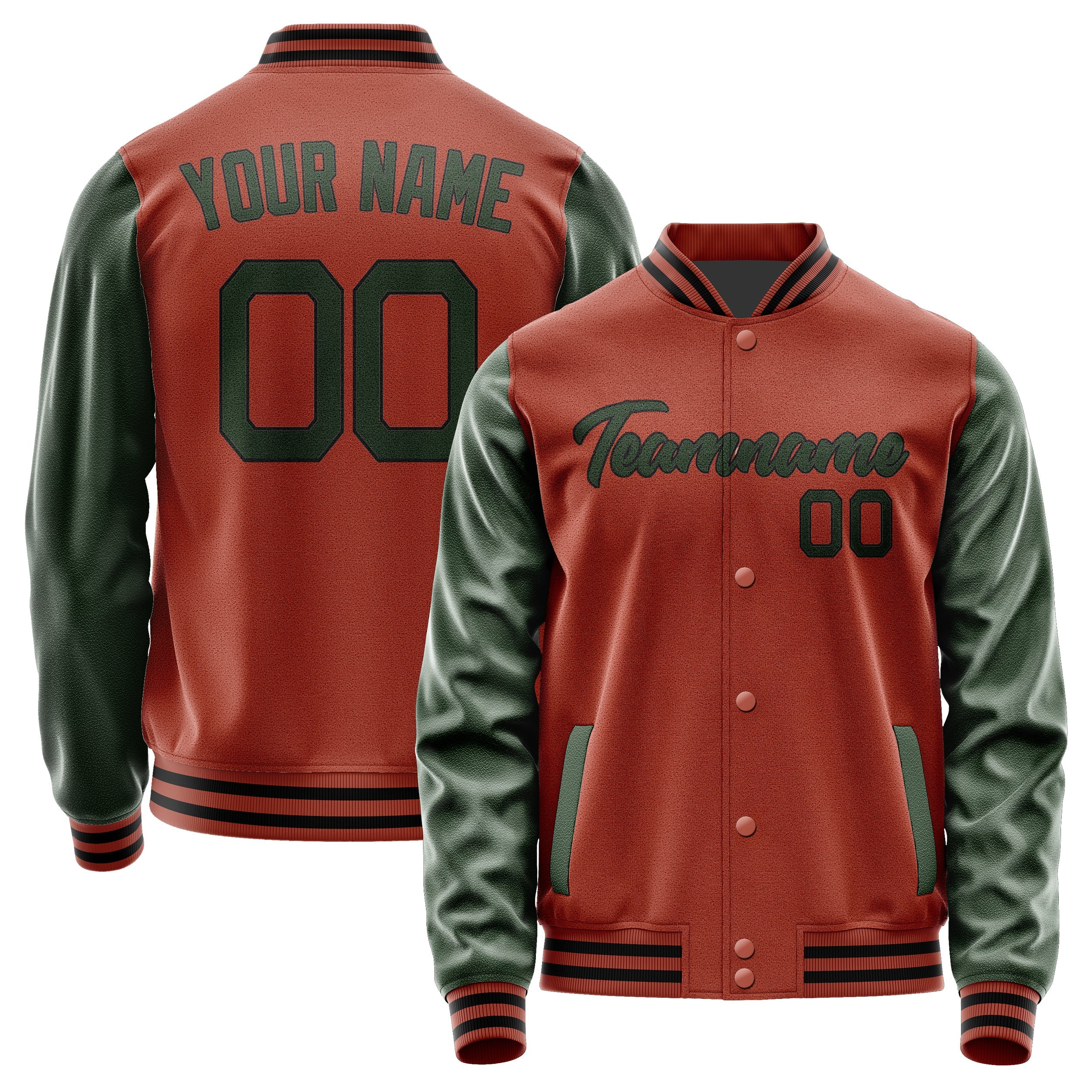 Custom Coral Red Dark Green Jacket JA1616061617B21706