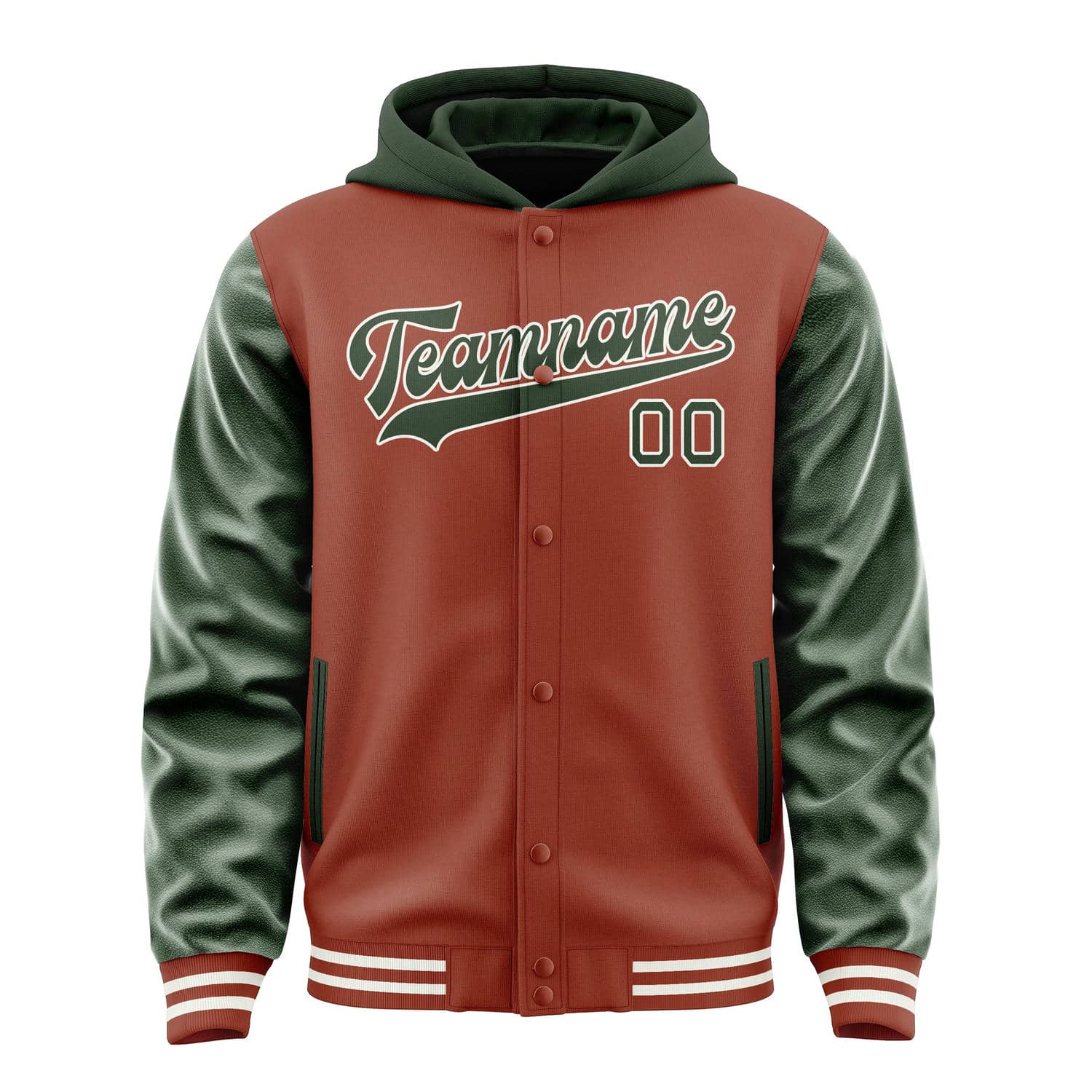 Custom Coral Red Dark Green Jacket