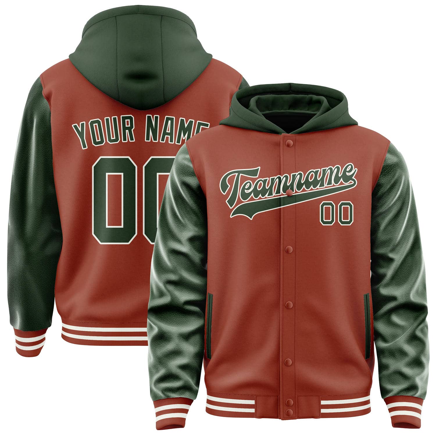 Custom Coral Red Dark Green Jacket