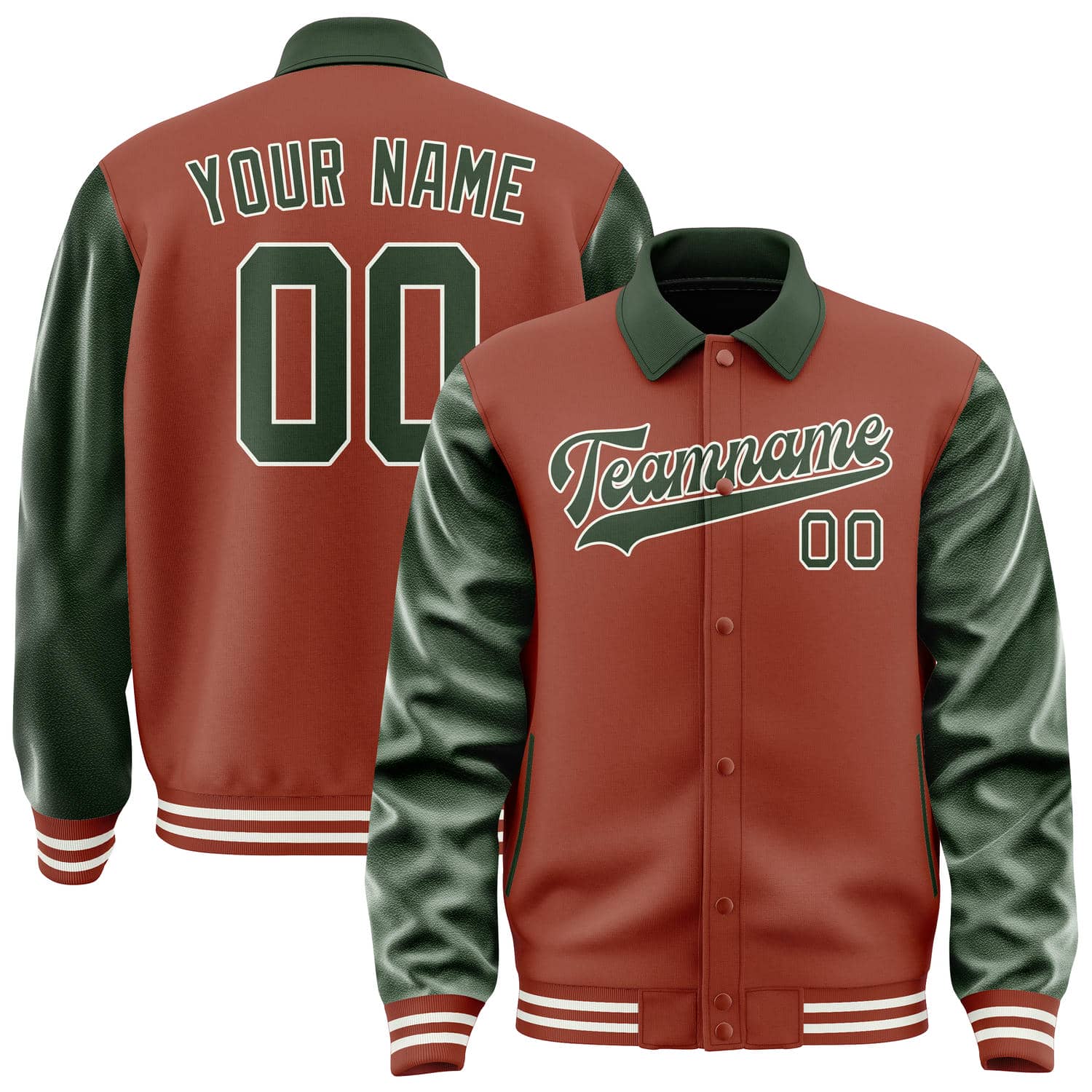 Custom Coral Red Dark Green Jacket