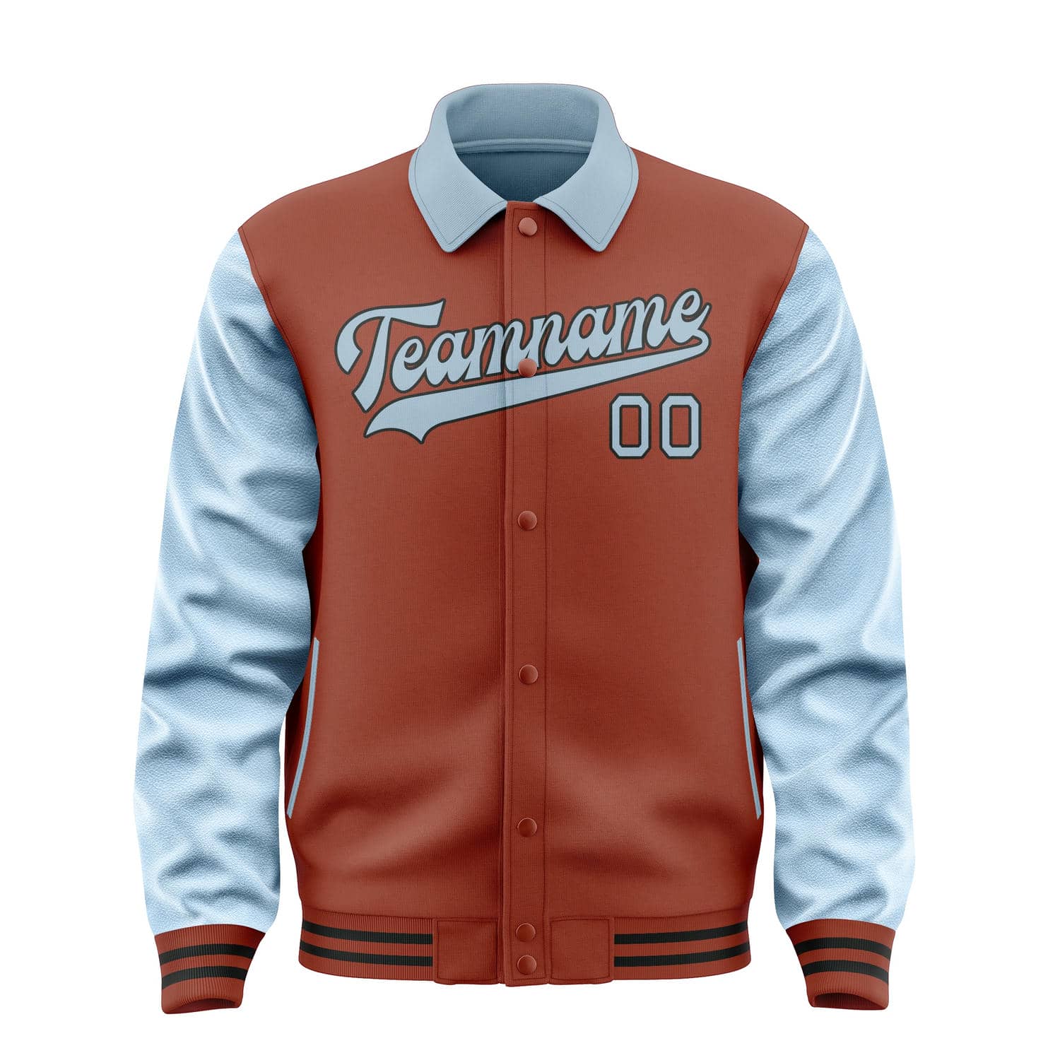 Custom Coral Red Light Blue Jacket