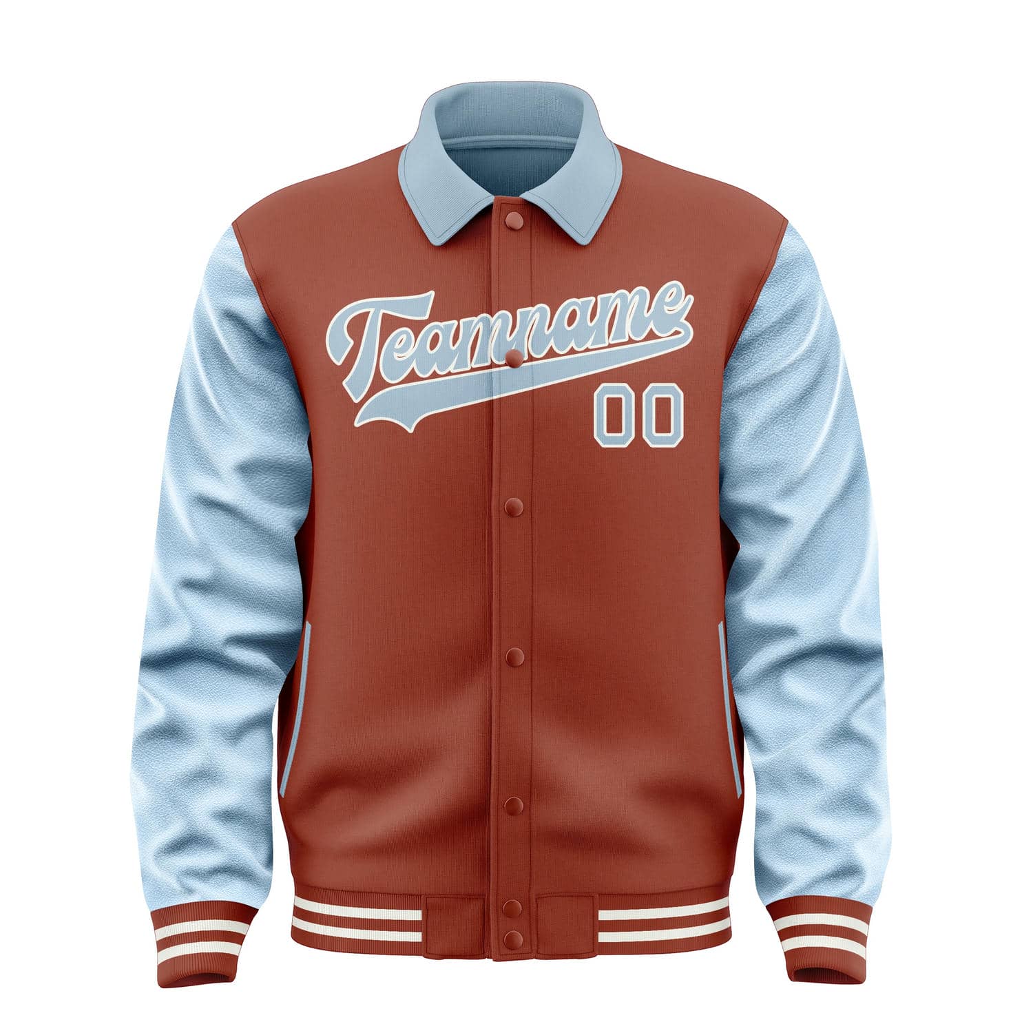 Custom Coral Red Light Blue Jacket