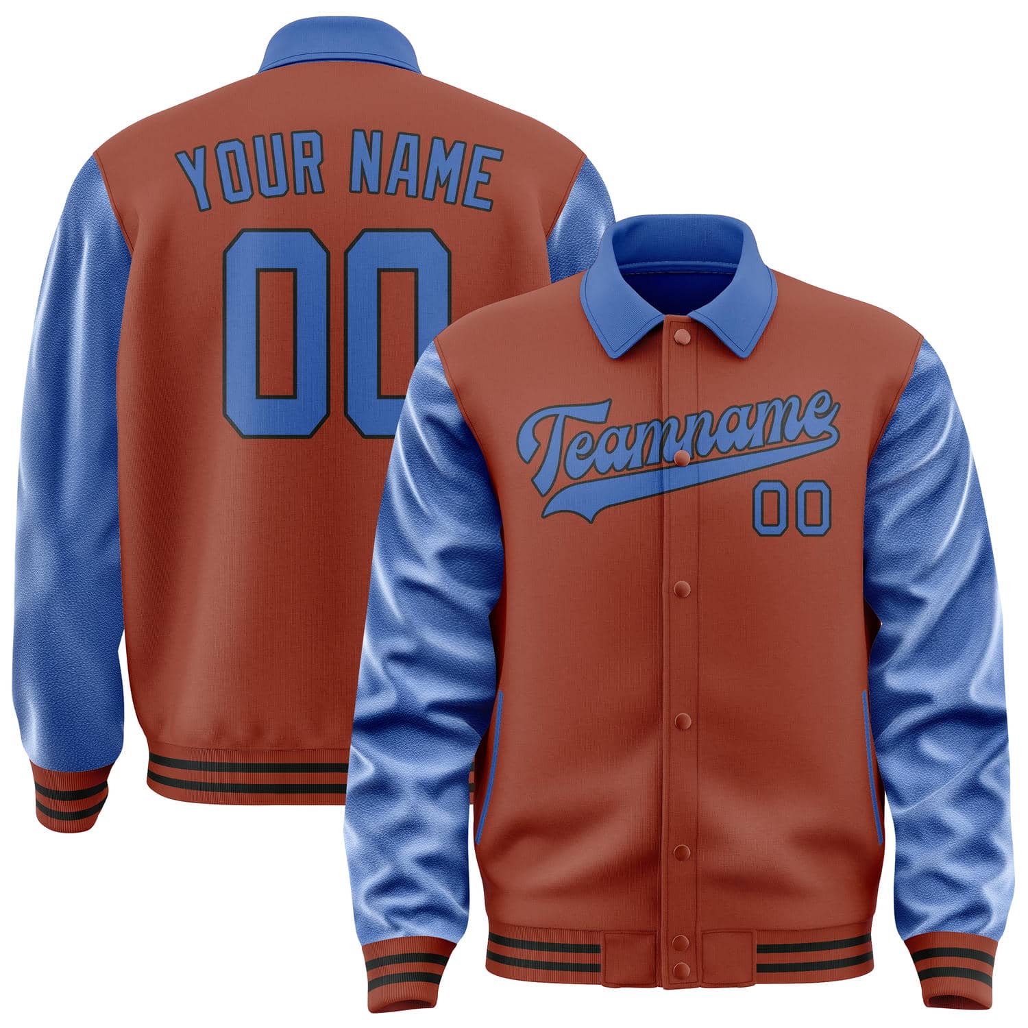 Custom Coral Red Sky Blue Jacket