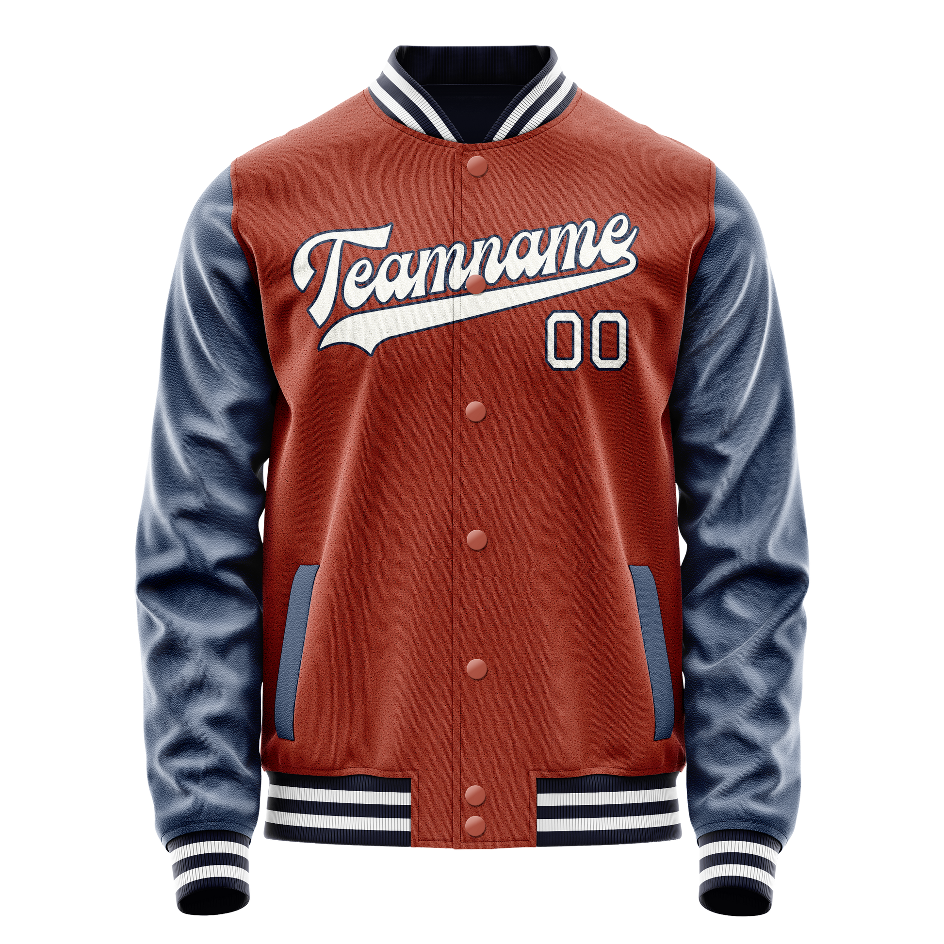 Custom Texas-Orange Royal Solid Color Varsity Letterman Jacket JA02240617JG429