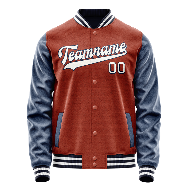 Custom Texas-Orange Royal Solid Color Varsity Letterman Jacket JA02240617JG429
