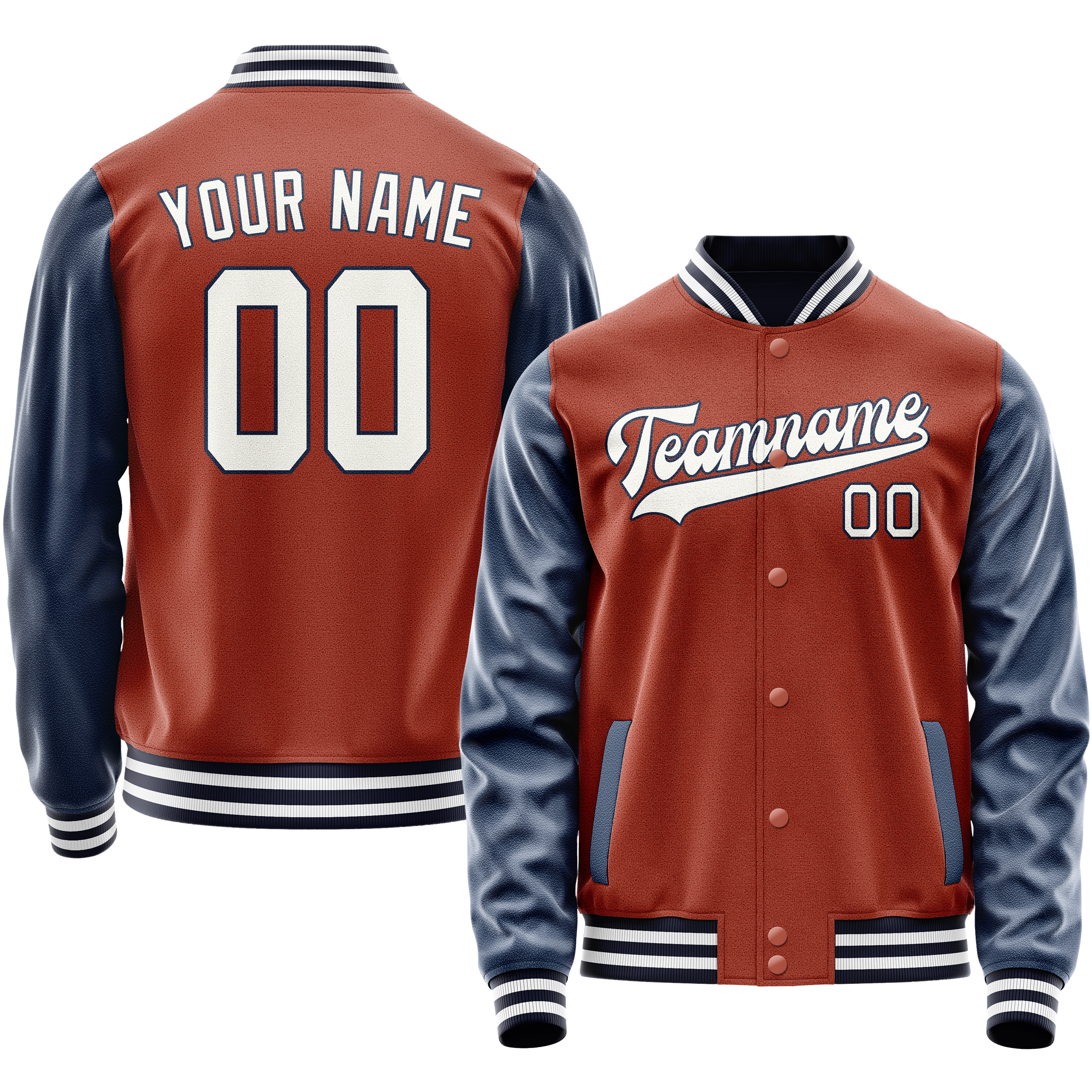 Custom Texas-Orange Royal Solid Color Varsity Letterman Jacket JA02240617JG429