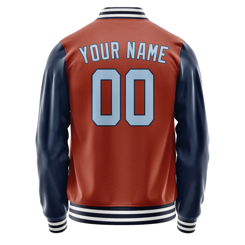 Custom Texas-Orange Navy Solid Color Varsity Letterman Jacket JA02240617JG421