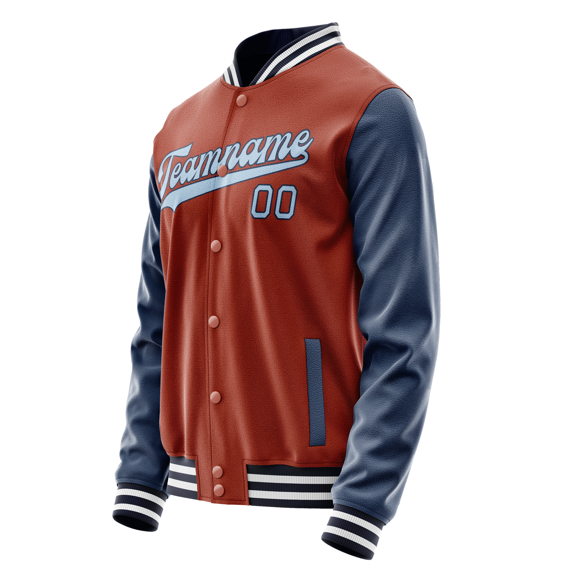 Custom Texas-Orange Navy Solid Color Varsity Letterman Jacket JA02240617JG421