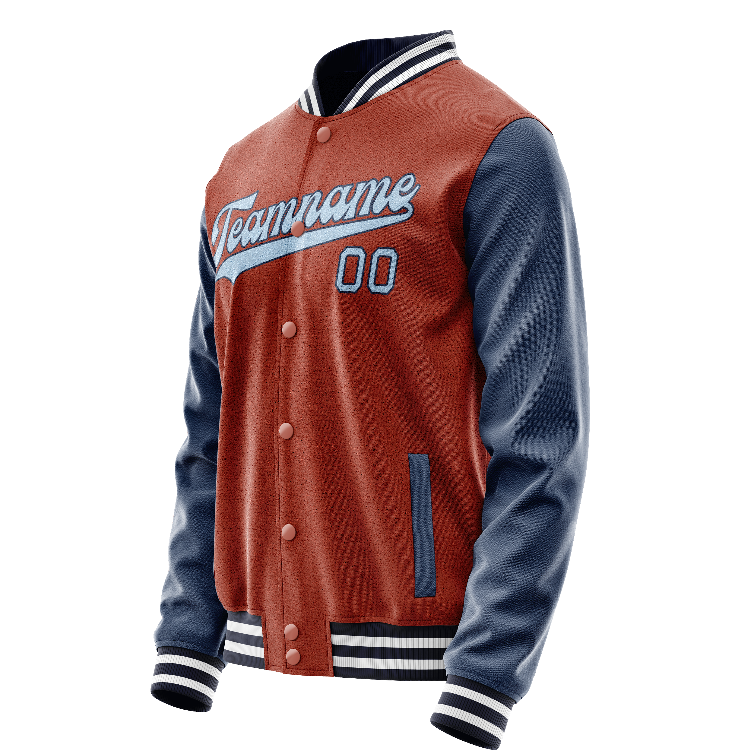 Custom Texas-Orange Navy Solid Color Varsity Letterman Jacket JA02240617JG421