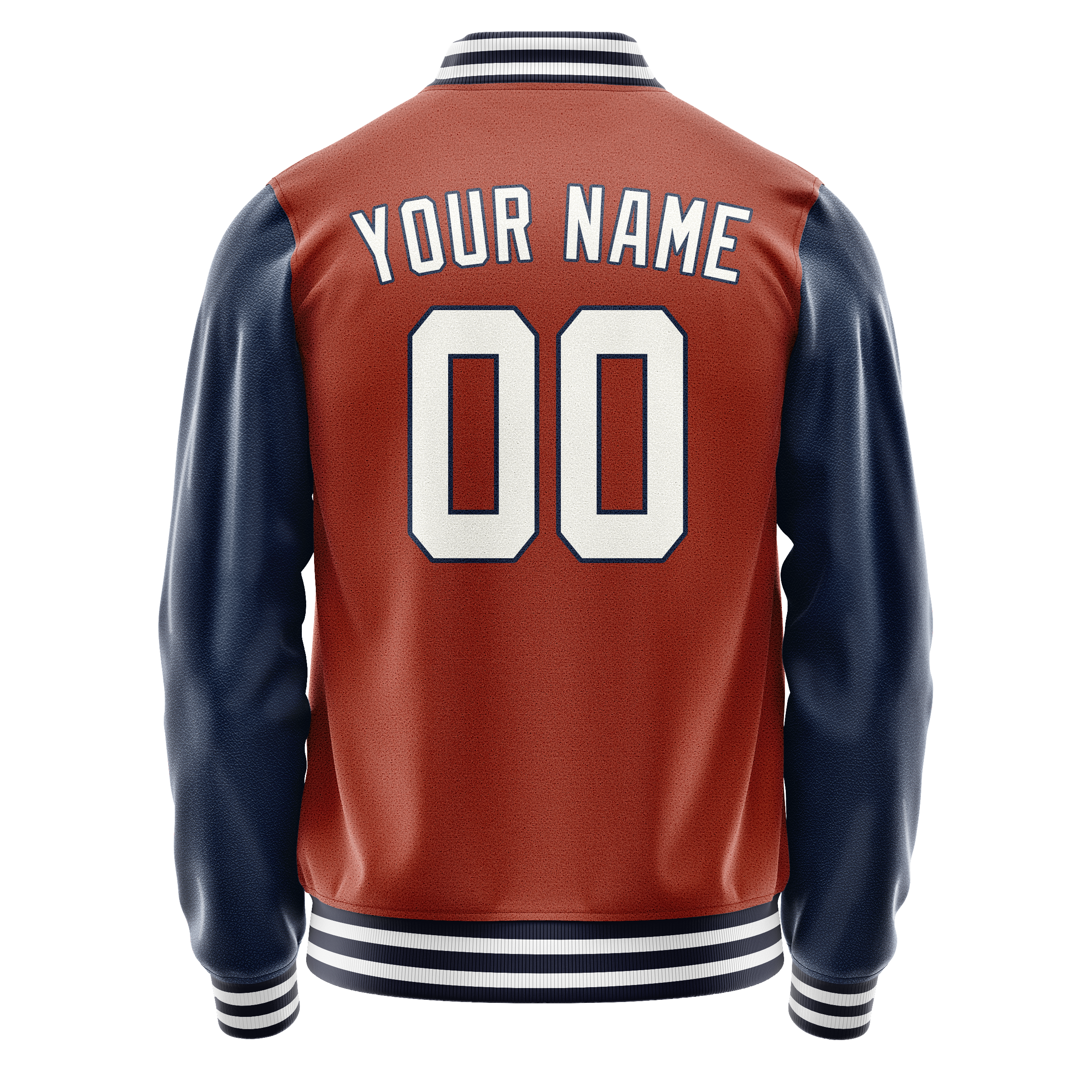 Custom Texas-Orange Navy Solid Color Varsity Letterman Jacket JA02240617JG420