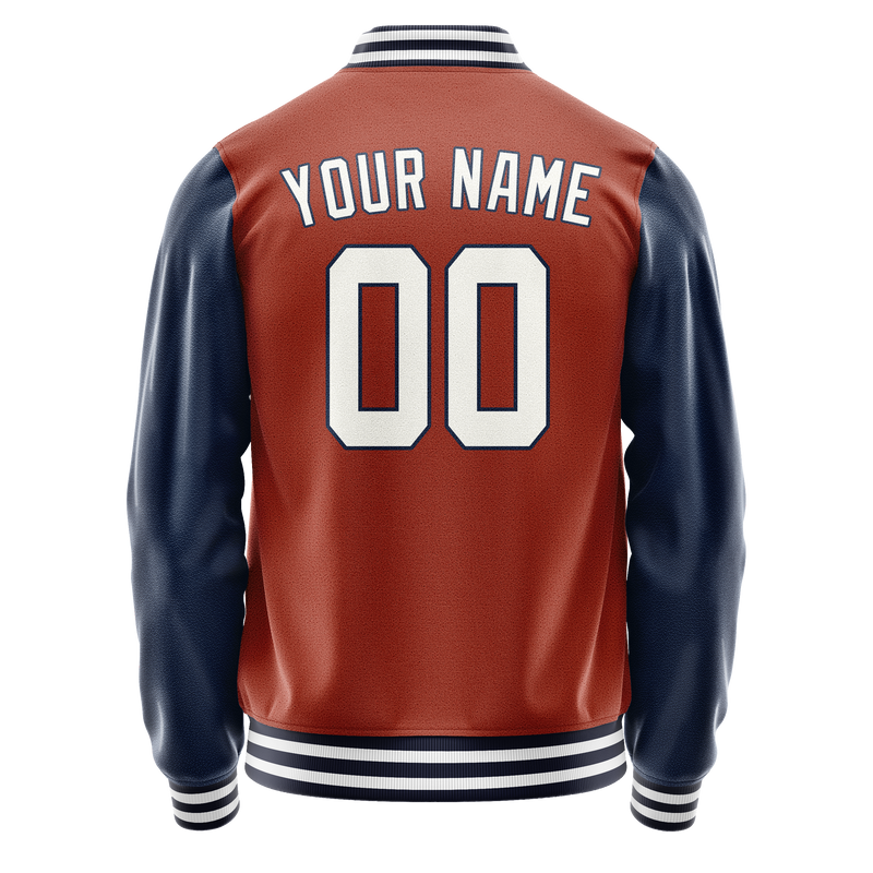 Custom Texas-Orange Navy Solid Color Varsity Letterman Jacket JA02240617JG420