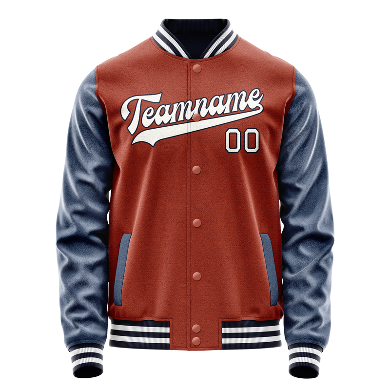 Custom Texas-Orange Navy Solid Color Varsity Letterman Jacket JA02240617JG420