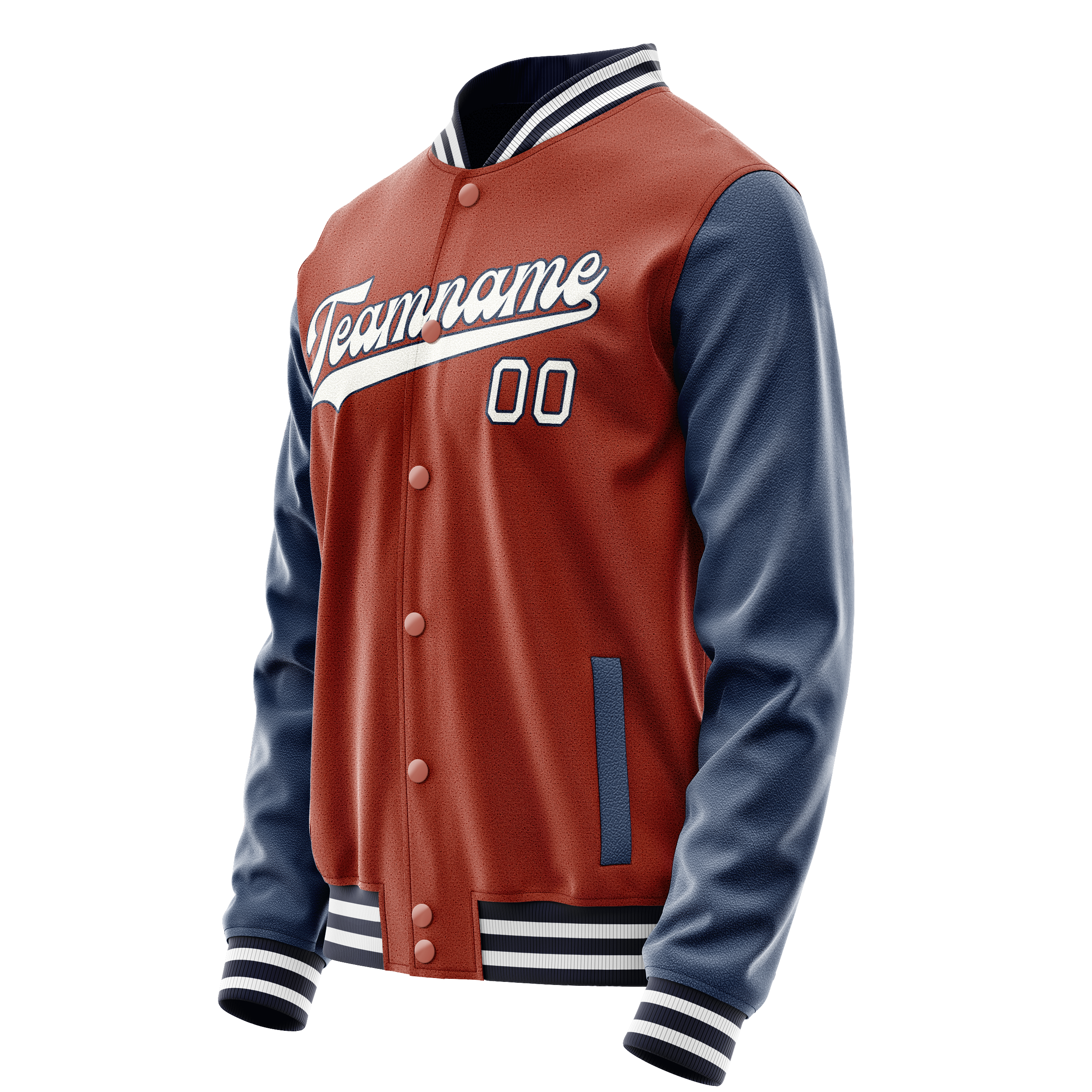 Custom Texas-Orange Navy Solid Color Varsity Letterman Jacket JA02240617JG420