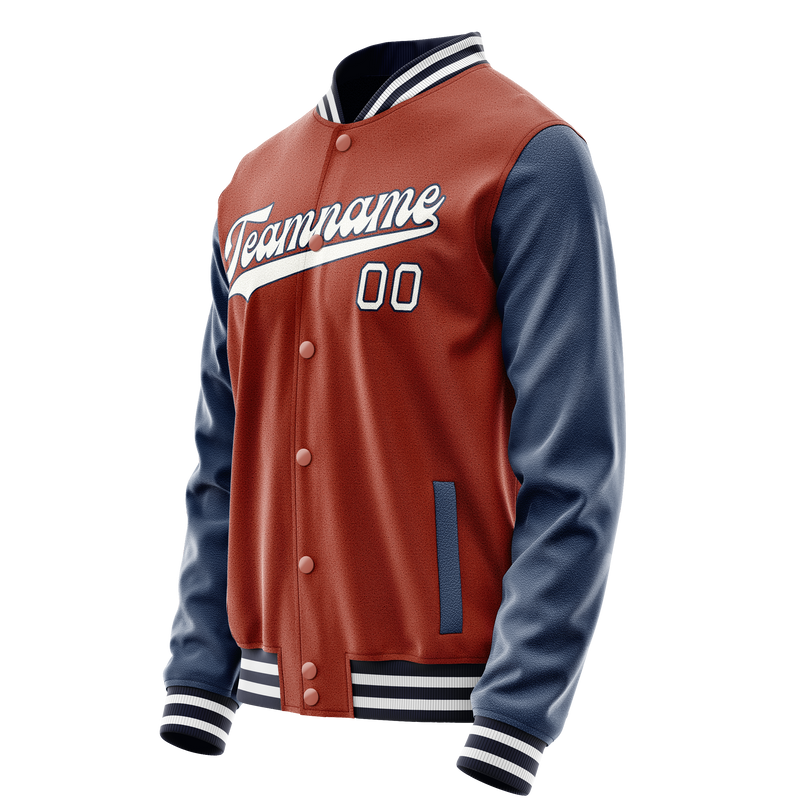 Custom Texas-Orange Navy Solid Color Varsity Letterman Jacket JA02240617JG420