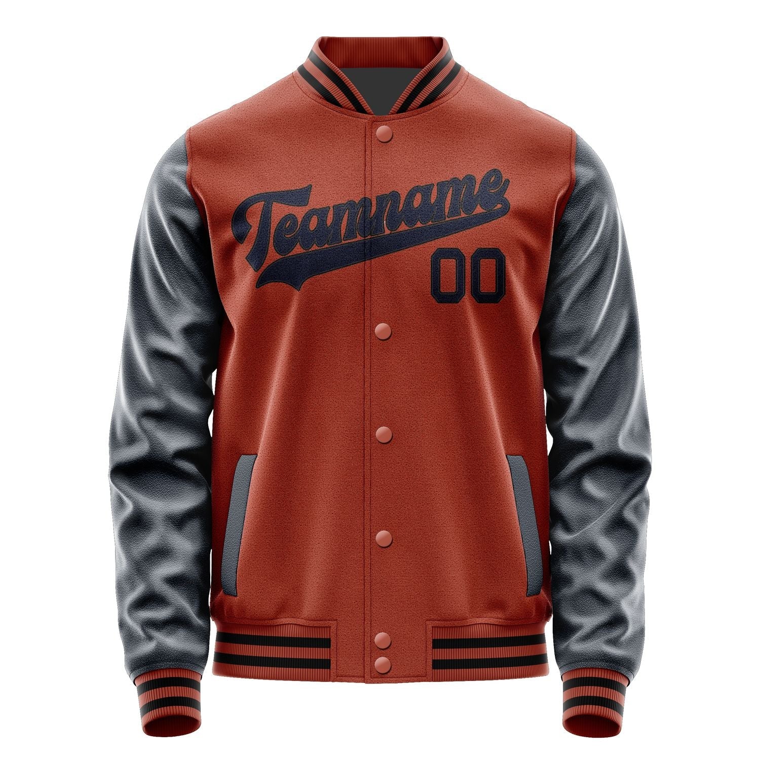 Custom Coral Red Navy Jacket JA1616111617B31711