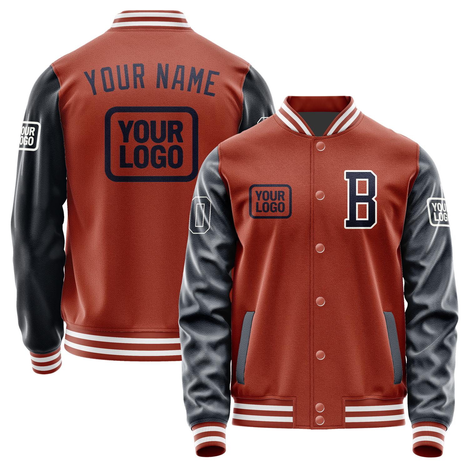 Custom Coral Red Navy Jacket JA161611161818111118