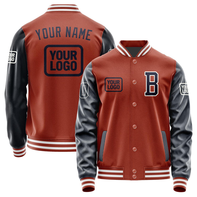 Custom Coral Red Navy Jacket JA161611161818111118