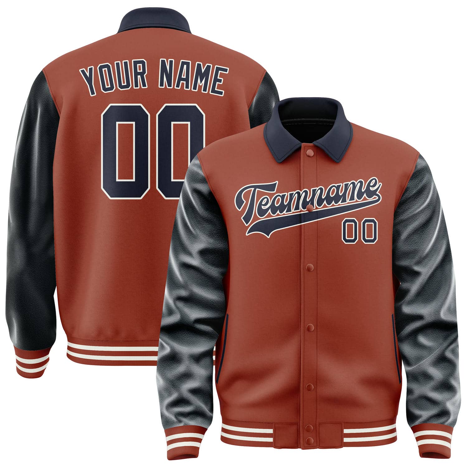 Custom Coral Red Navy Jacket