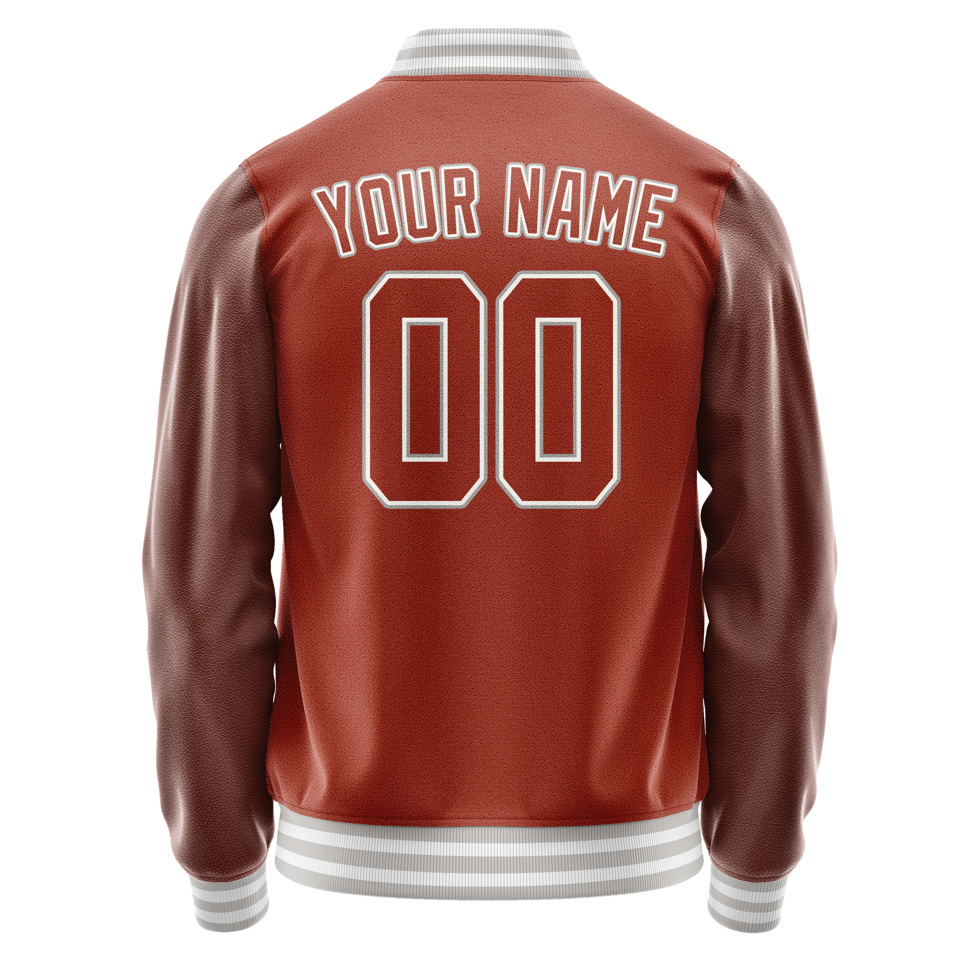 Custom Texas-Orange White Solid Color Varsity Letterman Jacket JA02240617JG445
