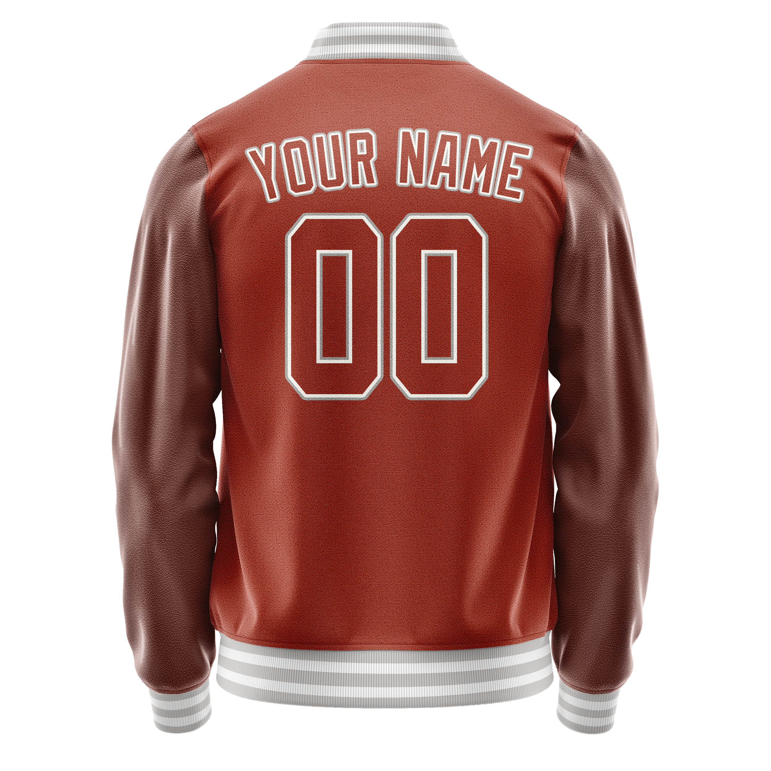Custom Texas-Orange White Solid Color Varsity Letterman Jacket JA02240617JG445