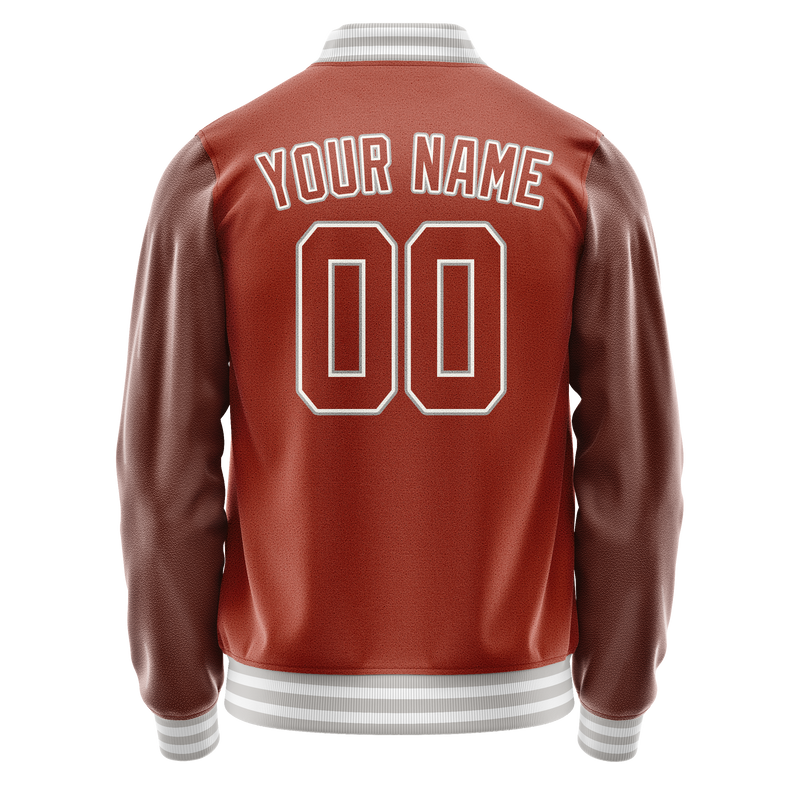 Custom Texas-Orange White Solid Color Varsity Letterman Jacket JA02240617JG445