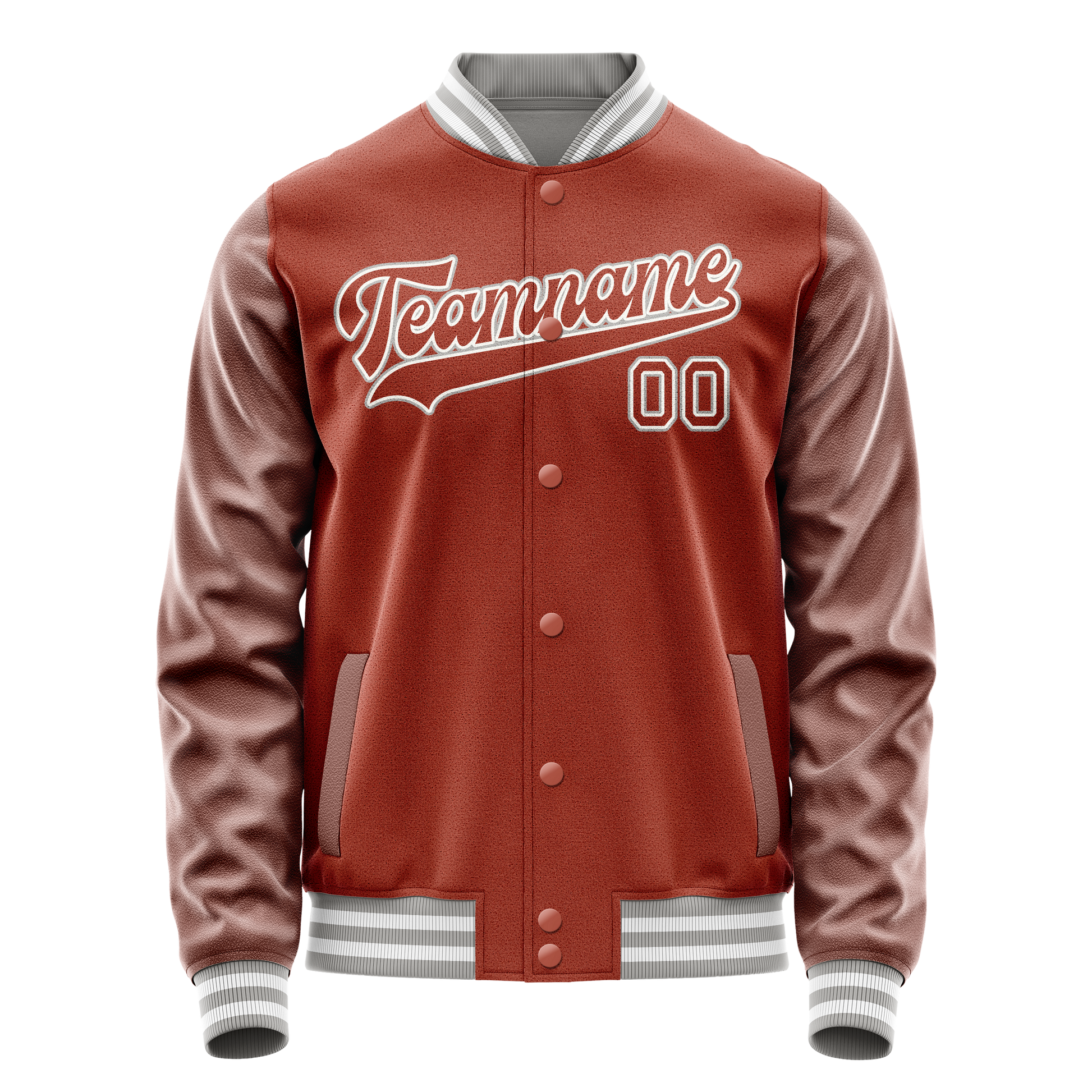 Custom Texas-Orange White Solid Color Varsity Letterman Jacket JA02240617JG445