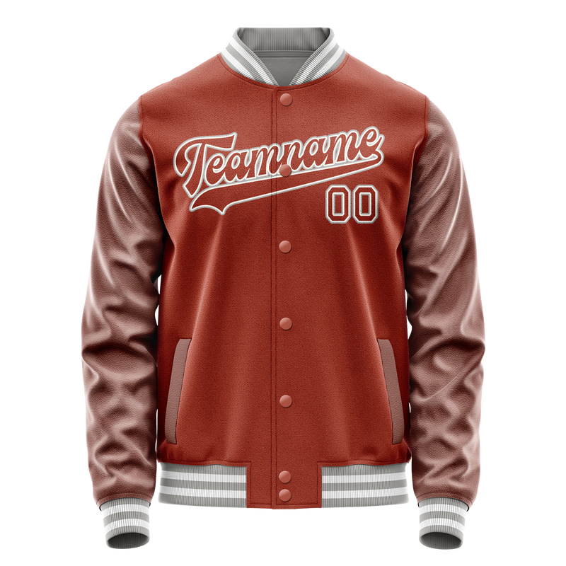 Custom Texas-Orange White Solid Color Varsity Letterman Jacket JA02240617JG445