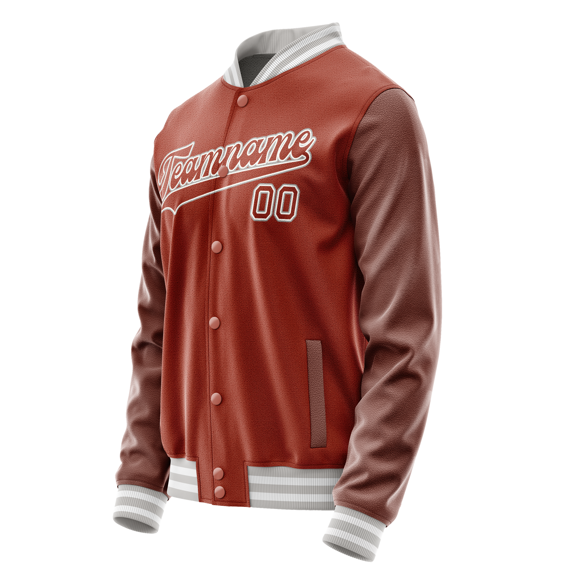 Custom Texas-Orange White Solid Color Varsity Letterman Jacket JA02240617JG445