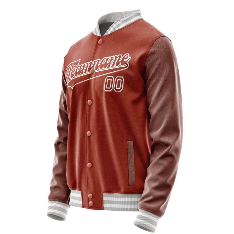 Custom Texas-Orange White Solid Color Varsity Letterman Jacket JA02240617JG445