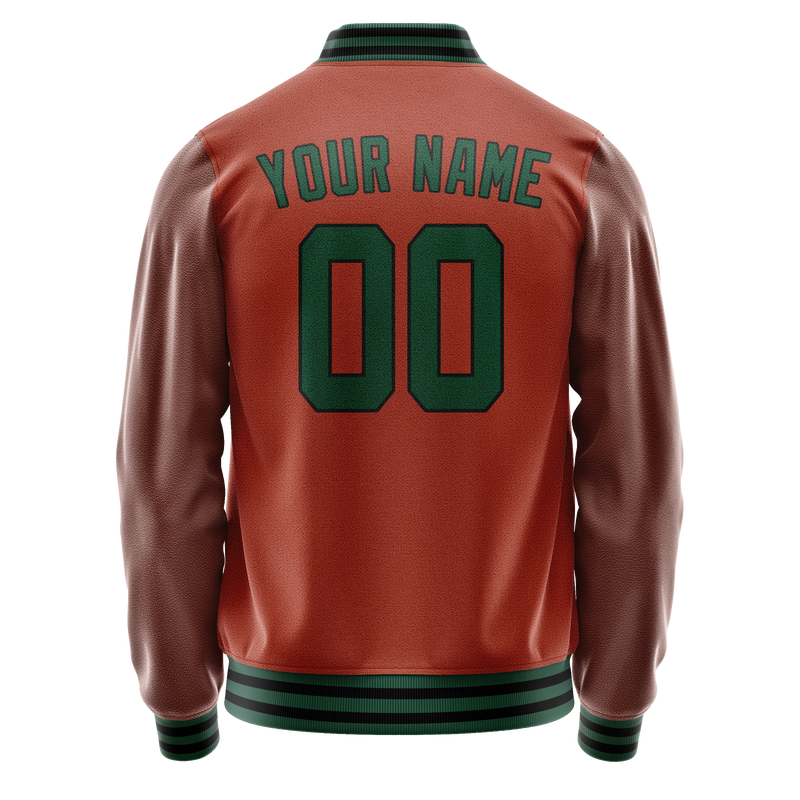 Custom Texas-Orange Teal Solid Color Varsity Letterman Jacket JA02240617JG440