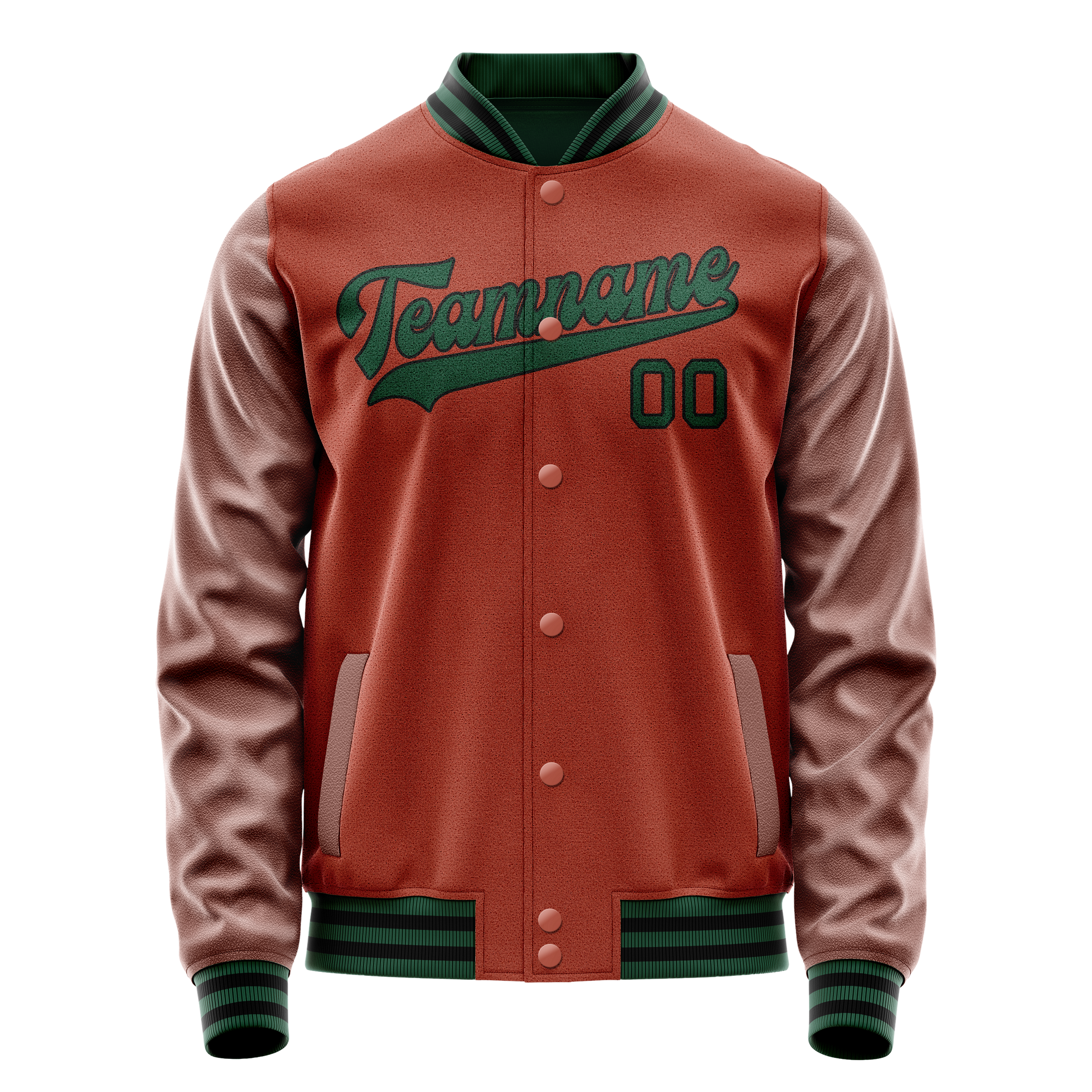 Custom Texas-Orange Teal Solid Color Varsity Letterman Jacket JA02240617JG440