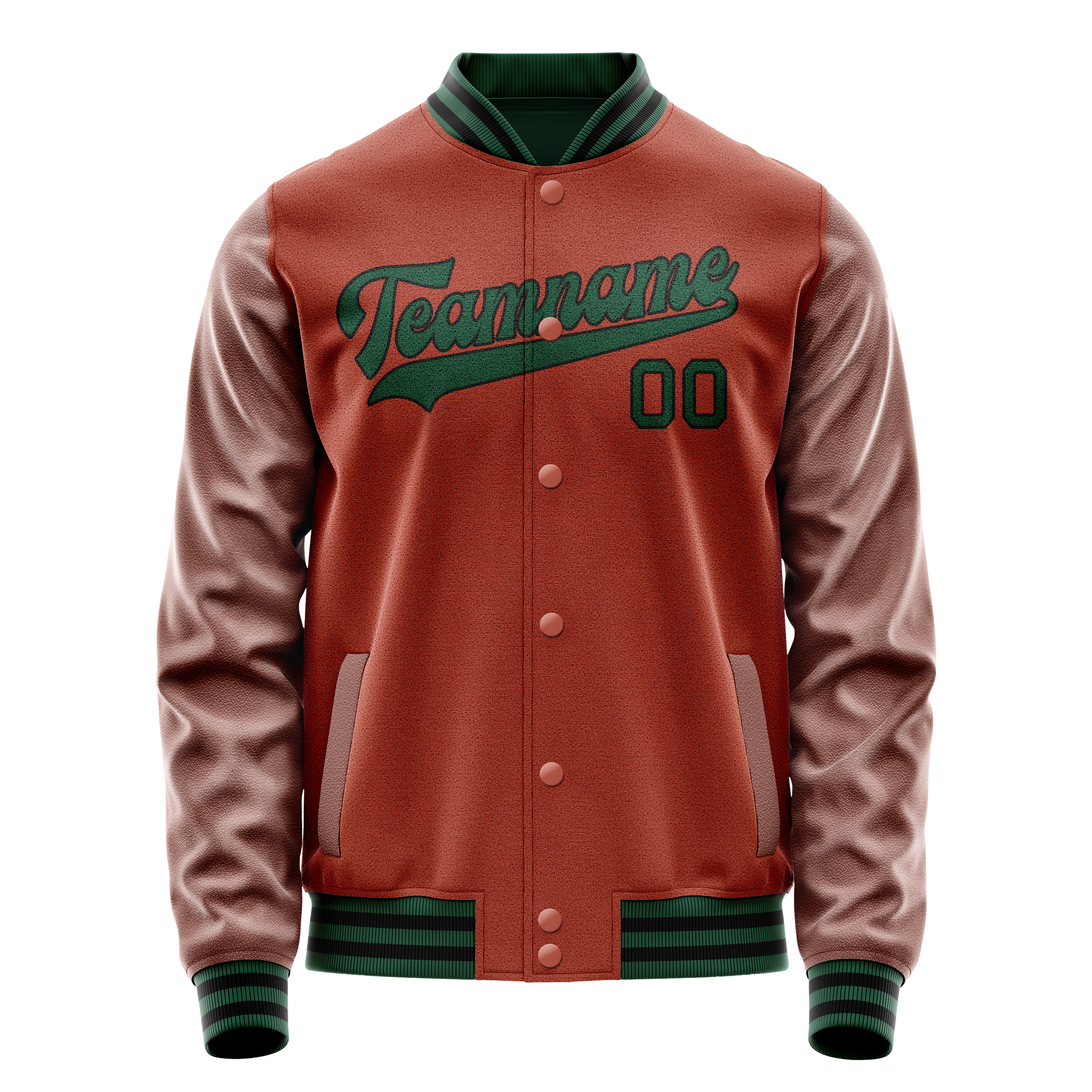 Custom Texas-Orange Teal Solid Color Varsity Letterman Jacket JA02240617JG440