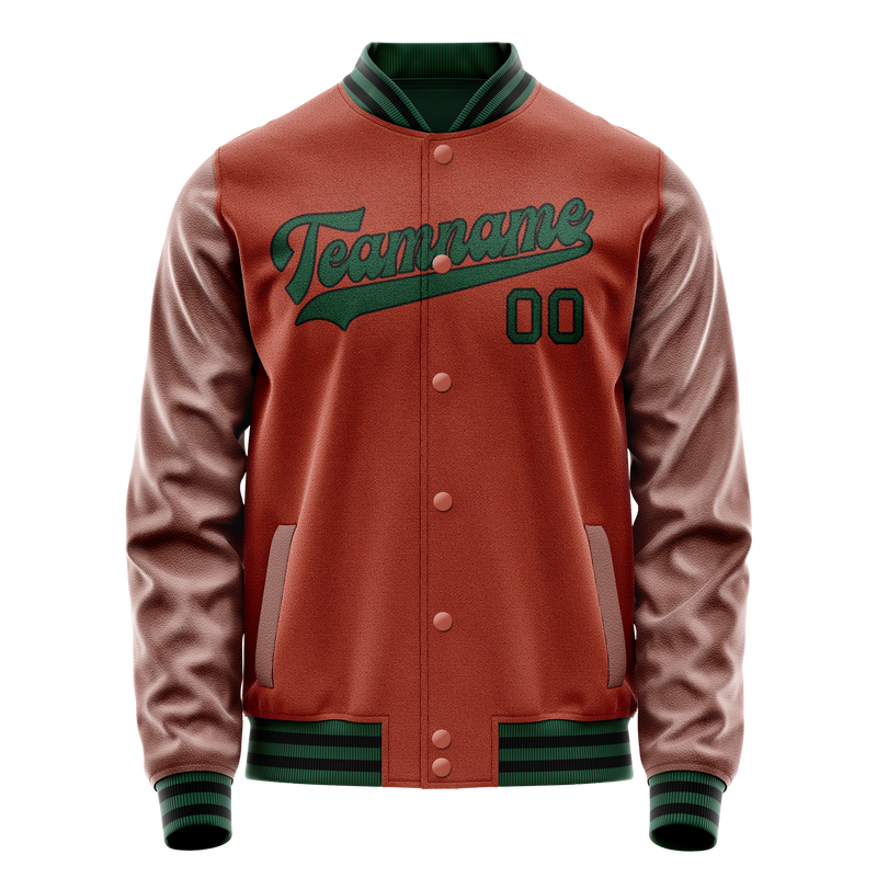 Custom Texas-Orange Teal Solid Color Varsity Letterman Jacket JA02240617JG440