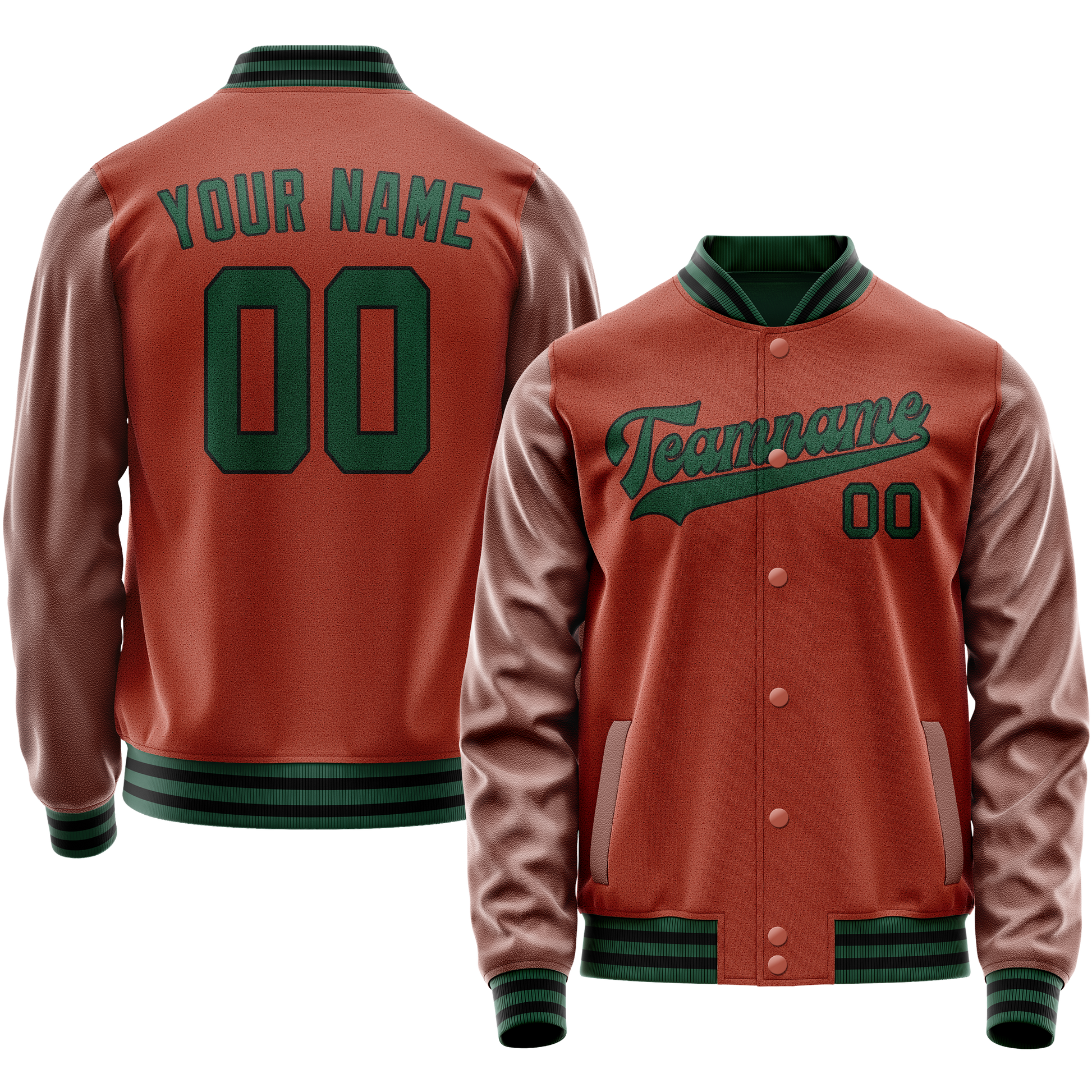 Custom Texas-Orange Teal Solid Color Varsity Letterman Jacket JA02240617JG440