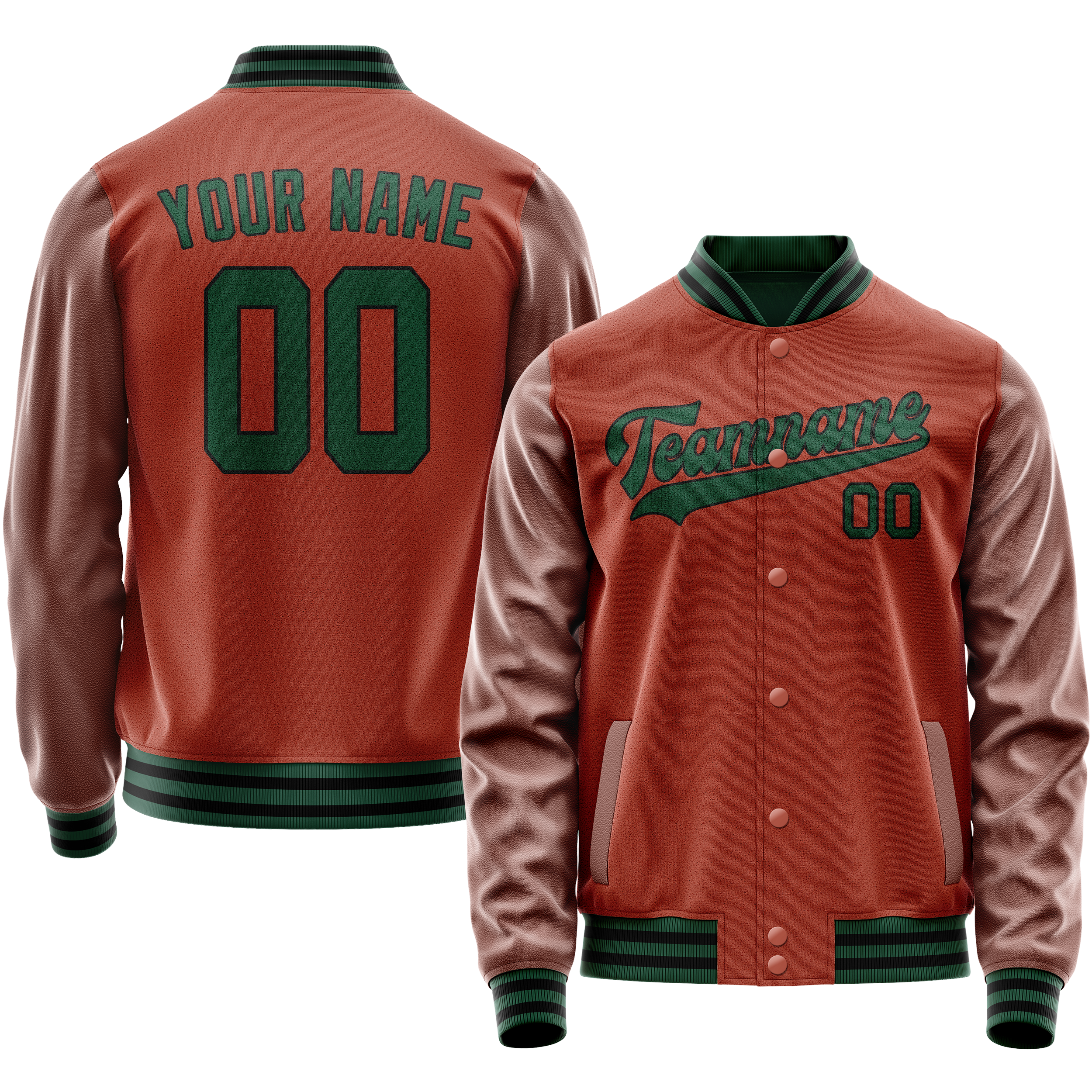 Custom Texas-Orange Teal Solid Color Varsity Letterman Jacket JA02240617JG440