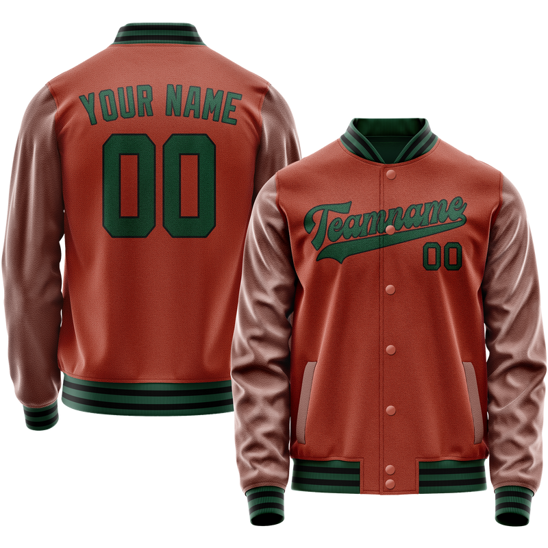 Custom Texas-Orange Teal Solid Color Varsity Letterman Jacket JA02240617JG440