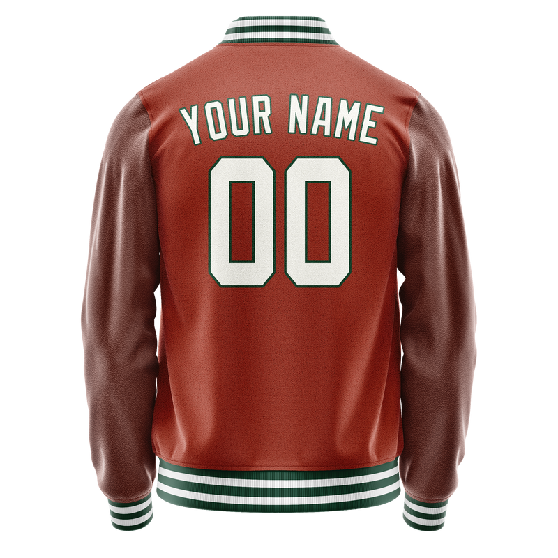 Custom Texas-Orange White Solid Color Varsity Letterman Jacket JA02240617JG424