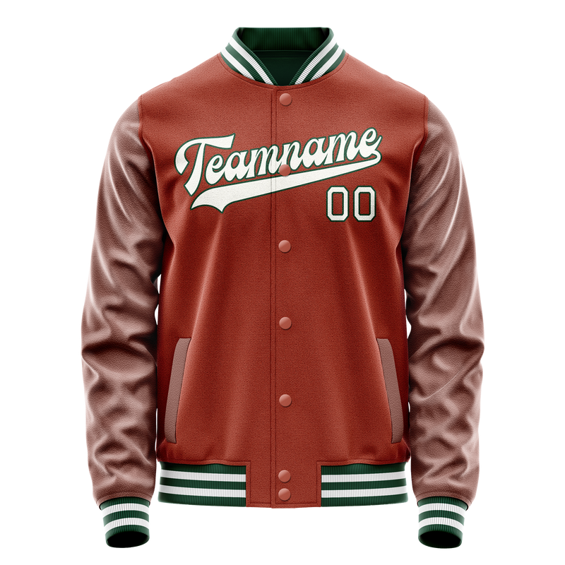 Custom Texas-Orange White Solid Color Varsity Letterman Jacket JA02240617JG424
